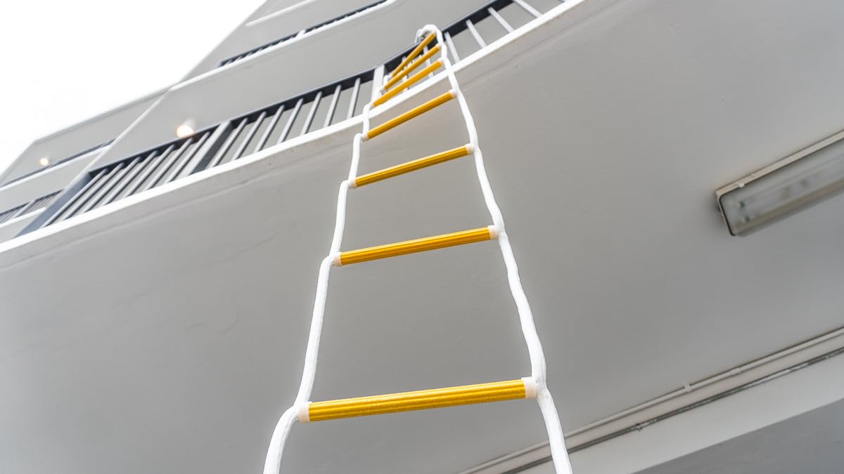 13ft Fire Escape Ladder & Emergency Evacuation Bag for Family & Pets up to 50LB - Home Fire Safety Equipment for 2nd Floor Rescue - Perfect for Houses, Apartments & Emergency Preparedness Kits