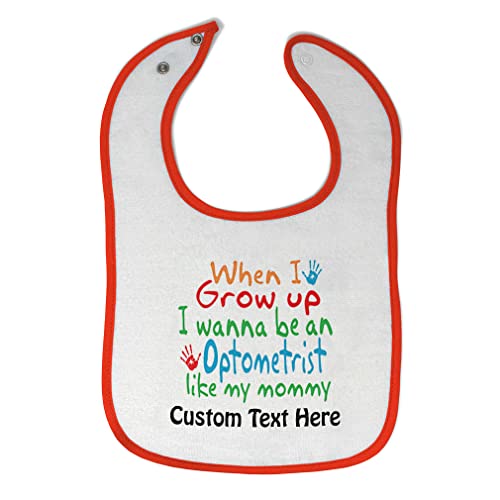 Custom Cotton Baby Bibs & Burp Cloths Set - Personalized Toddler Feeding Accessories for Boys & Girls (White/Orange) - Perfect for Mealtime, Drool Protection & Special Occasions Like 'When I Grow Up I Wanna Be an Optometrist Like My Mommy