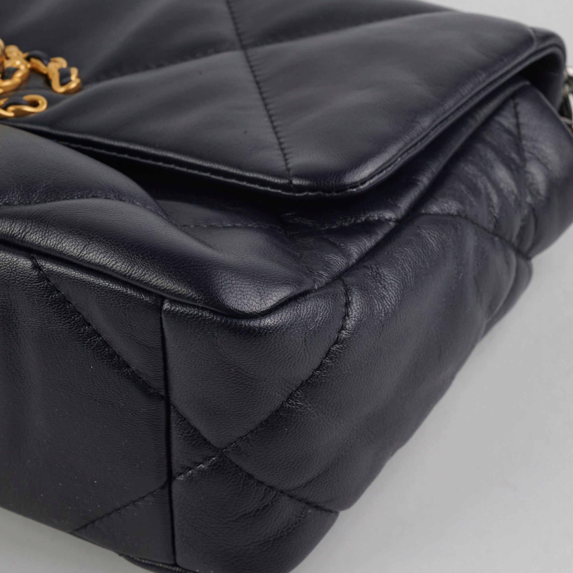 Chanel Small 19 Navy Blue Leather Shoulder Bag - Luxury Designer Handbag for Women | Perfect for Work, Travel & Evening Events