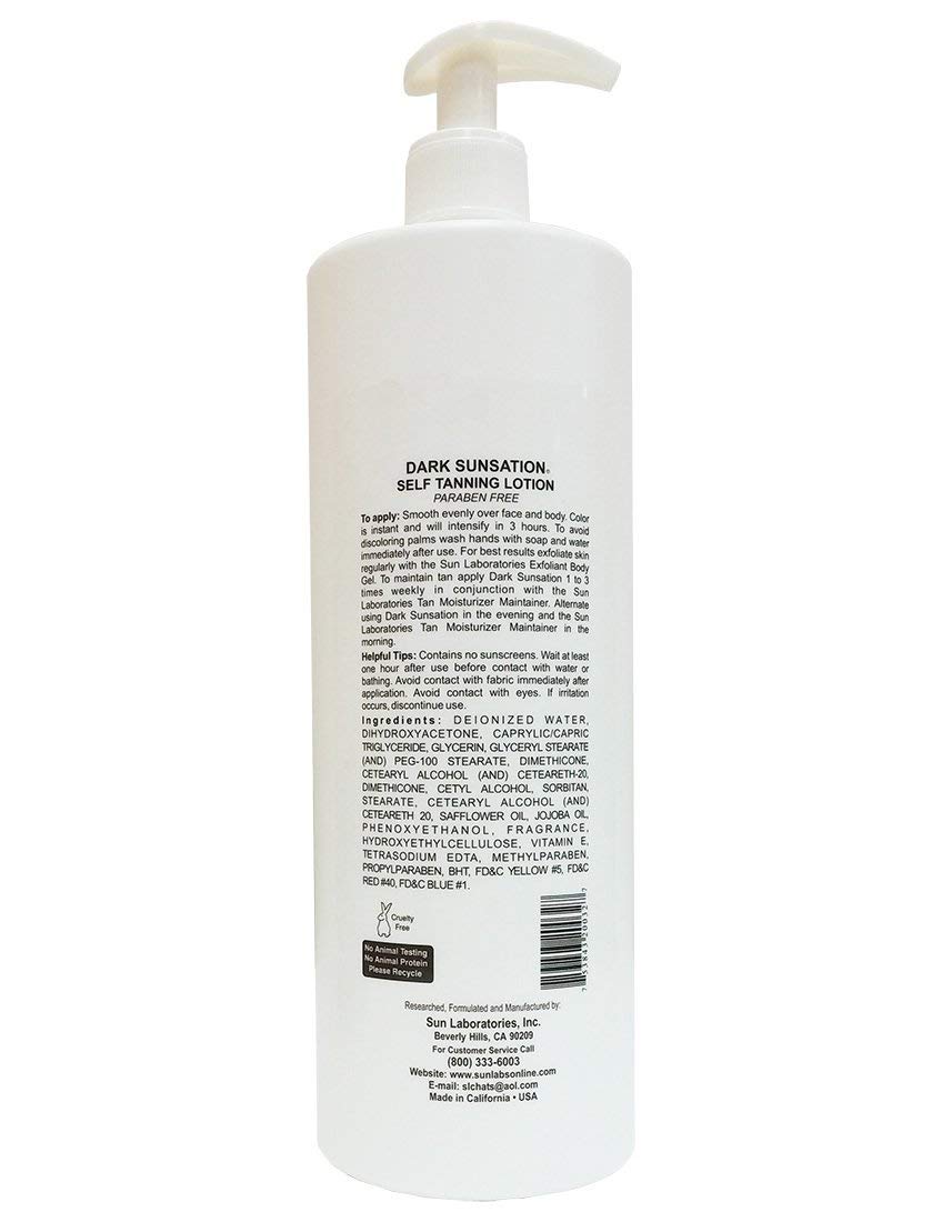 Sun Laboratories Dark Sunsation Self Tanner Lotion with Mitt – Organic Instant Sunless Tanning Lotion for Deep Natural Glow | At-Home Tanning, Pre-Vacation Prep, Year-Round Bronze Look