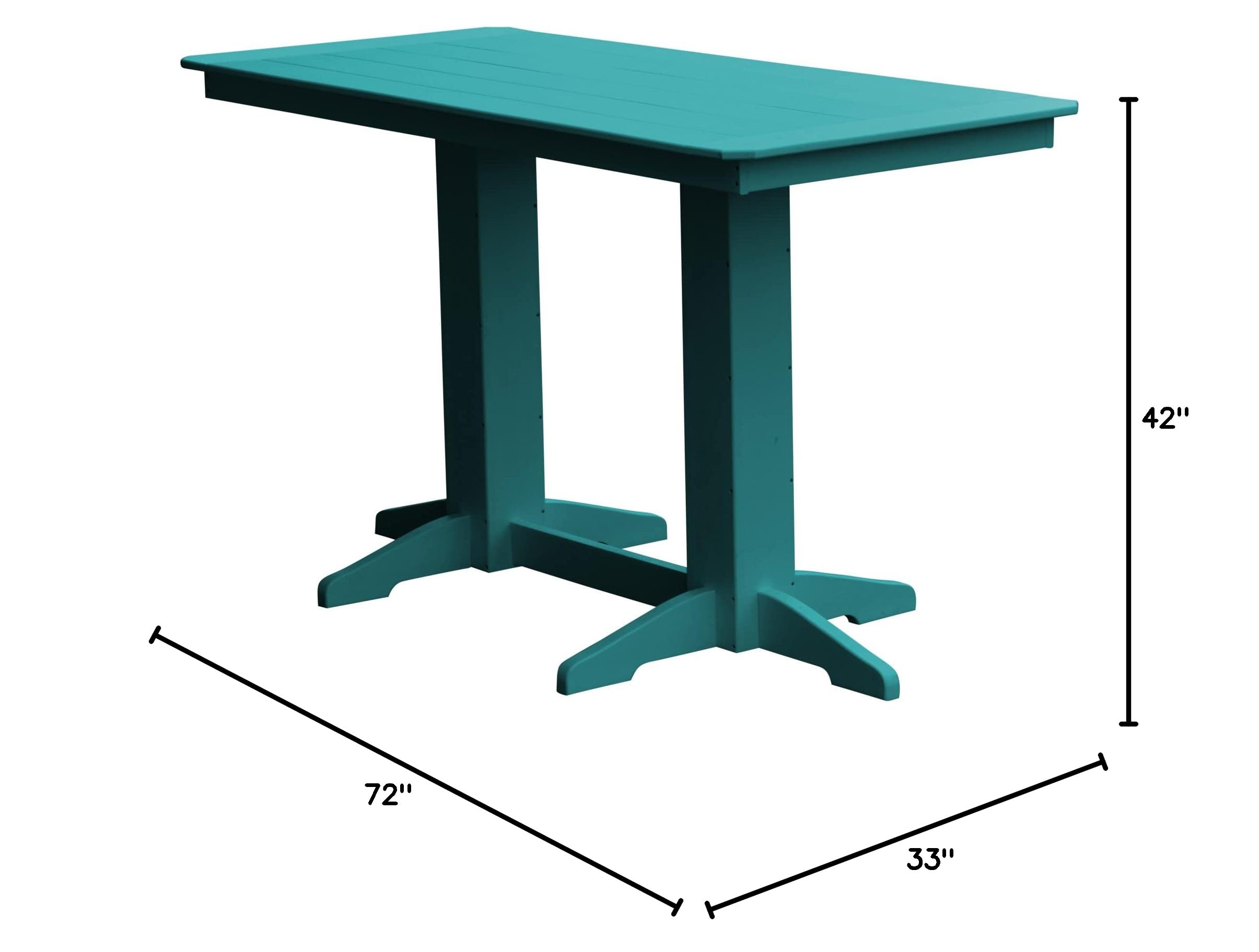 Poly Lumber 6-Foot Bar Table in Aruba Blue - Outdoor Patio & Poolside Dining Furniture - Weather-Resistant & Durable for Restaurants, Bars, and Backyard Entertaining