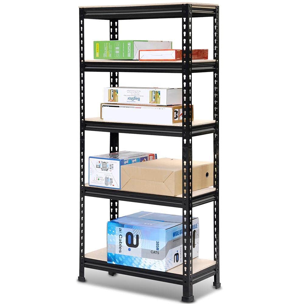Yaheetech Heavy Duty 5-Tier Metal Garage Storage Shelves - Adjustable Shelf Height, Sturdy Steel Shelving Unit for Garage, Workshop, Basement & Closet Organization - Perfect for Storing Tools, Boxes, and Home Supplies