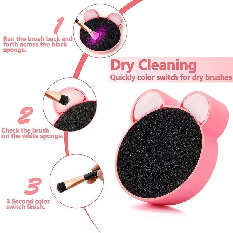 KitchenFest® BPA-Free Silicone Sponge - Quick Drying Cosmetic Brush Cleaner with Dual-Sided Cleaning Pad for Makeup Brushes | Multicolor (Medium, 1-Pack) | Perfect for Travel, Home & Salon Use