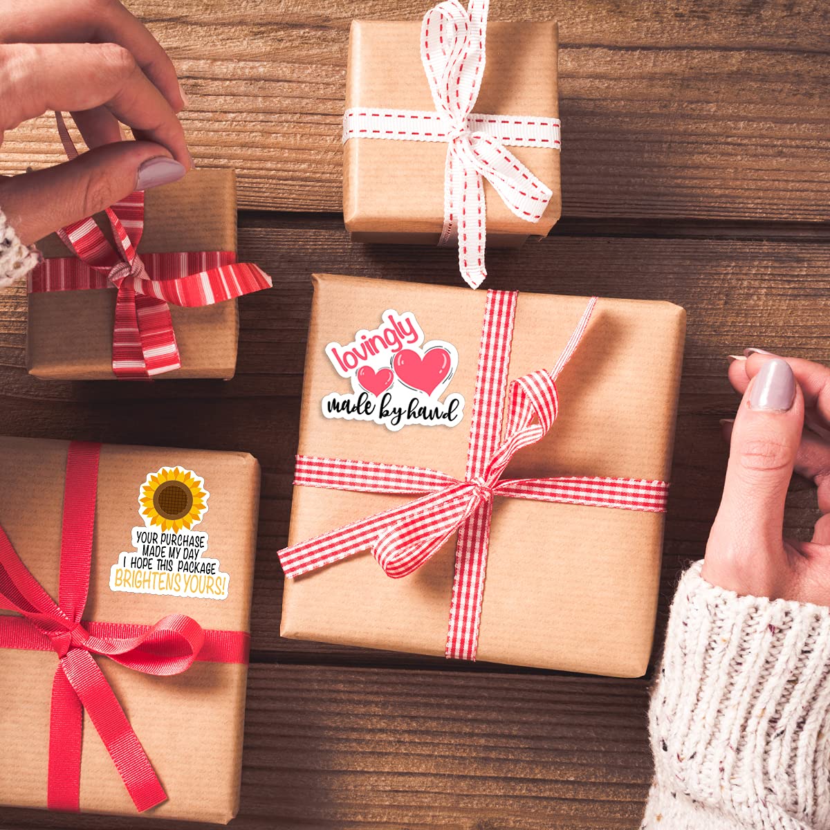 Wailozco 1.5 Inch Handmade Thank You Stickers - Premium Business Labels for Online Retailers, Small Businesses & Handmade Goods (500 Labels/Roll) - Perfect for Packaging, Envelopes & Product Branding