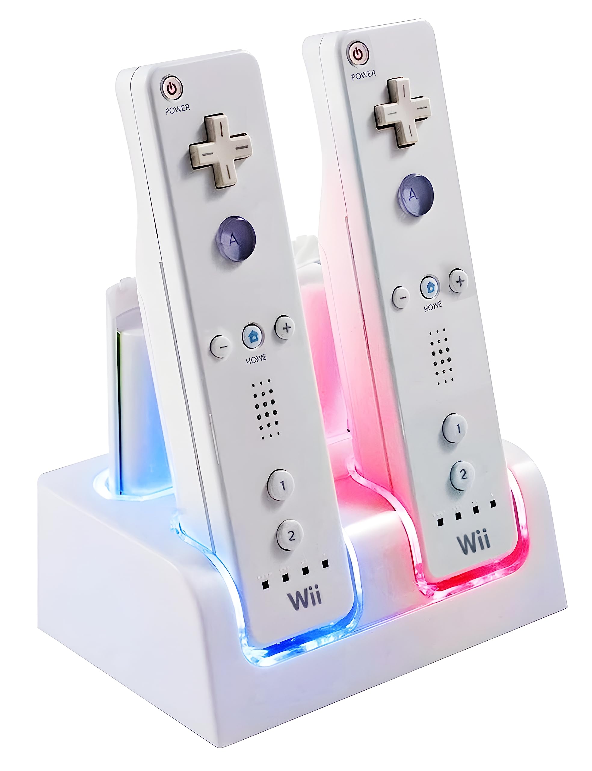 Wii Remote Controller Charging Dock Station - 4 Port USB Charger with 4x 2800mAh Rechargeable Batteries for Nintendo Wii (White) - Perfect for Gaming Parties & Family Entertainment