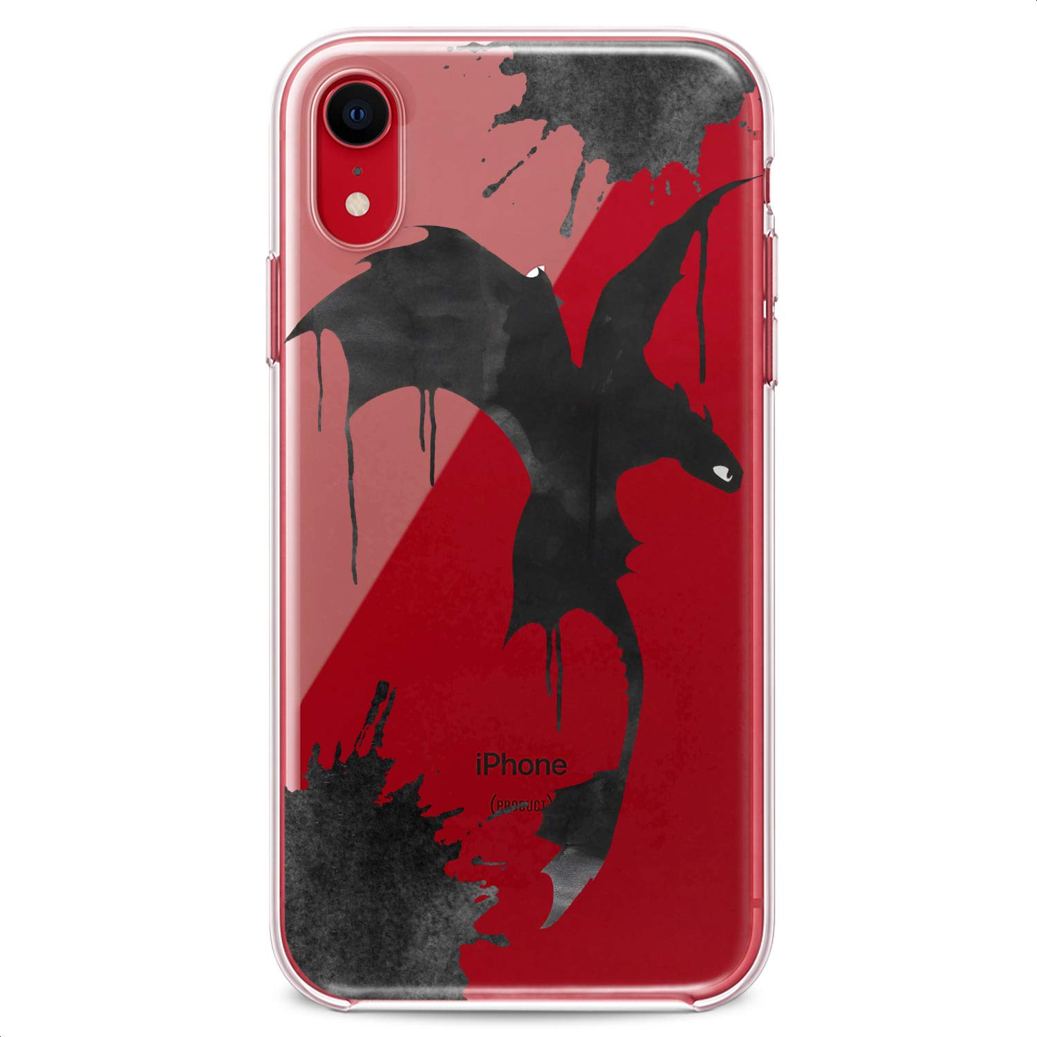 Premium TPU Phone Case for iPhone 16/15/14/13/12/11 Pro Max/Plus/Mini/XS/XR/X/8/7/6/5/SE - Black Dragon with Wings Design, Flexible Silicone, Slim Fit, Cartoon Print (Perfect for Kids, Teens & Anime Fans)
