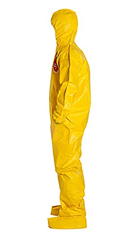 DuPont Tychem 2000 QC122B Disposable Chemical Resistant Coverall with Hood & Elastic Cuffs - Yellow, 3XL (12-Pack) - Ideal for Hazardous Chemical Handling, Lab Work & Industrial Safety Protection