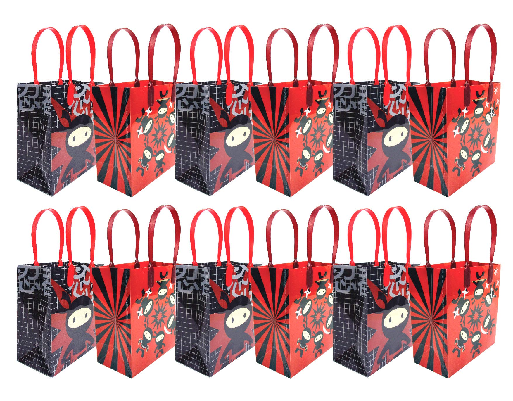 NINJA Themed Party Favor Bags with Handles - 12 Pack Candy Treat Bags for Birthday Parties, Baby Showers & School Events | Durable Gift Bags for Goodie Bags, Halloween & Special Occasions