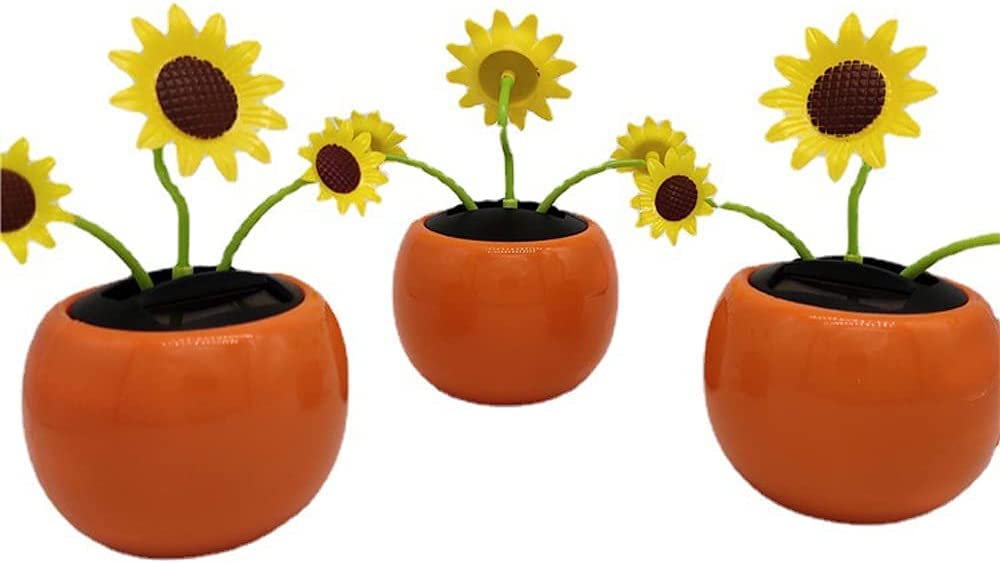 Solar Dancing Sunflower Toy - Apple Blossom Solar Powered Car Decor, Window Sill Ornament with Honey Bee Swing - Perfect for Car Dashboard, Home Office Desk & Garden Decoration