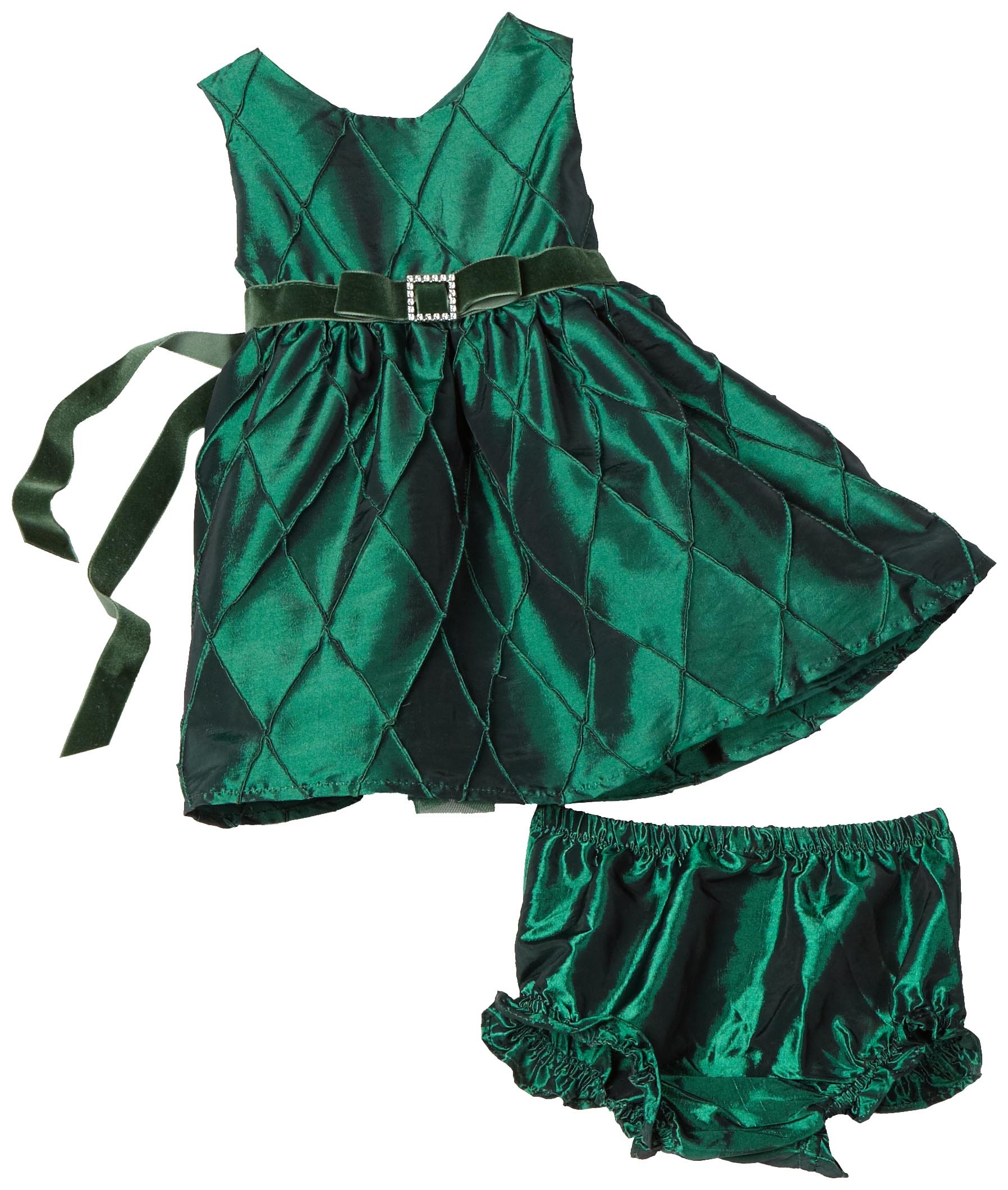 Sweet Heart Rose Baby Girls' Emerald Belted Dress – Elegant & Comfortable Toddler Outfit for Parties, Photos & Special Occasions