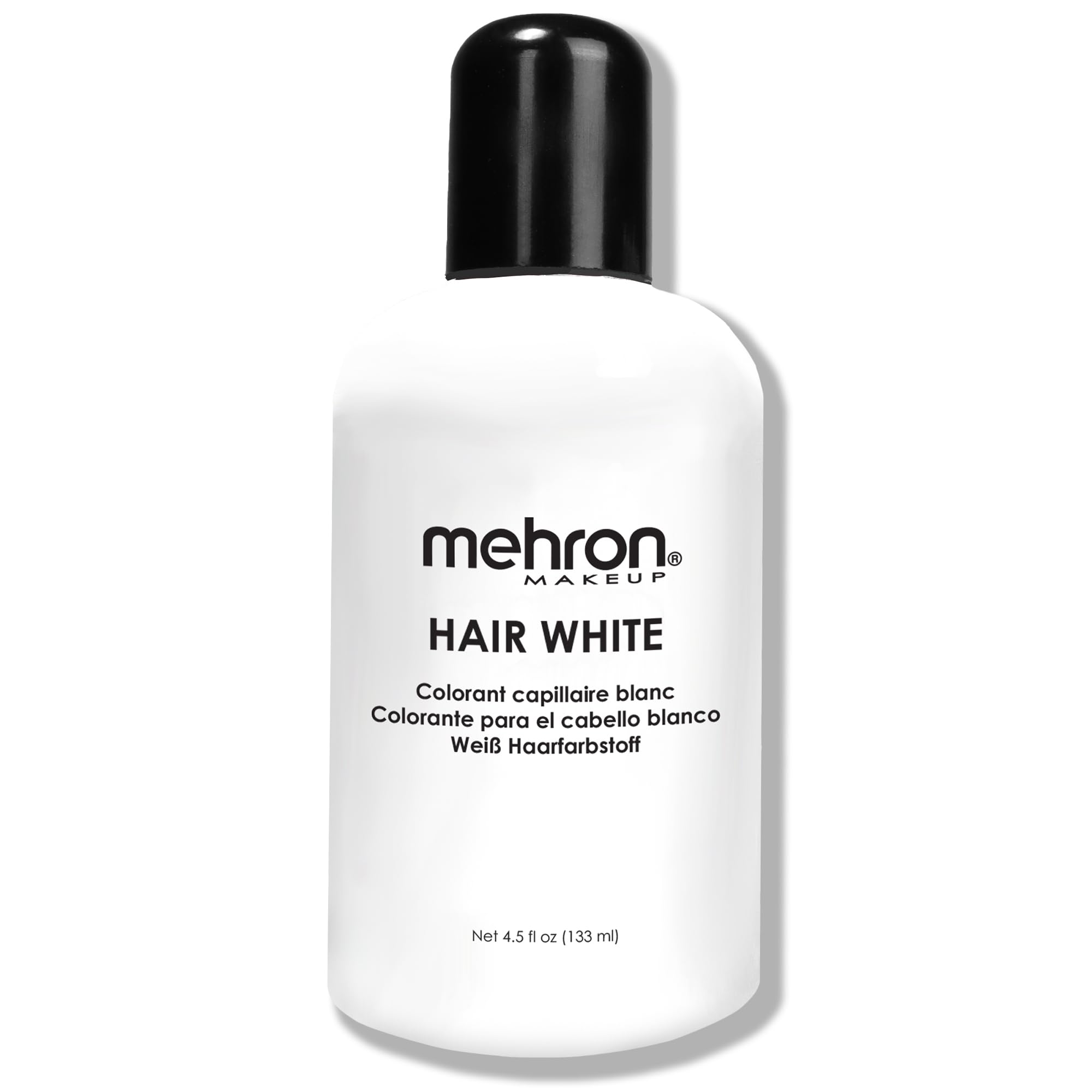Mehron Makeup Hair White - Washable Temporary Hair Dye for Cosplay, Halloween & Theater - 4.5 oz (133ml) White Hair Color - Perfect for Costume Parties, Stage Performances & Special Events