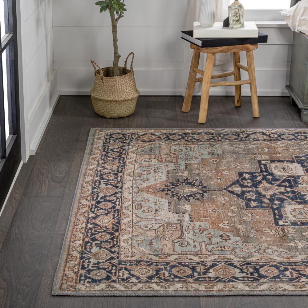 Maris Ornate Medallion Washable Area Rug - Non-Slip Living Room Carpet, Bedroom Decor, Home Office Floor Mat | Soft & Durable for High Traffic Areas