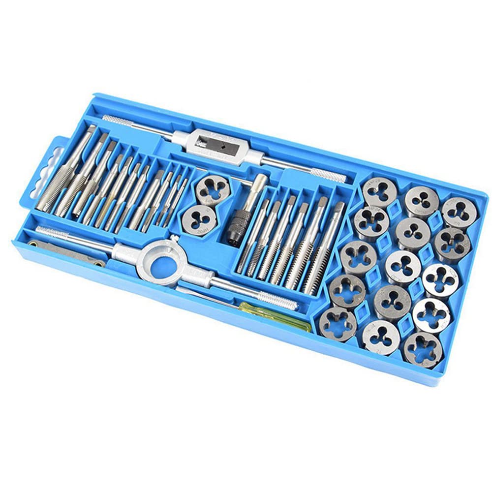 40Pcs Metric Tap and Die Set M3-M12 - Alloy Steel Threading Tools Kit with Wrench, Screwdriver & Tooth Gauge - Perfect for Plumbing, Automotive & DIY Metalworking Projects