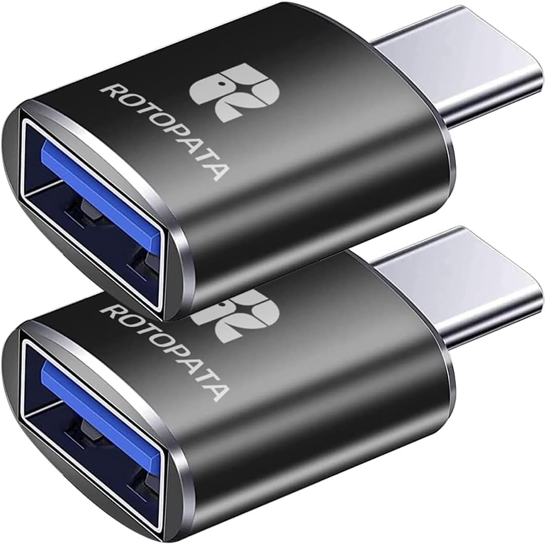 ROTOPATA 2 Pack USB C to USB 3.0 Female Adapter, OTG Type C Converter for MacBook Pro 2019/2020, MacBook Air, Samsung Galaxy, iPhone 15 - Perfect for Data Transfer, Charging & Connecting Peripherals