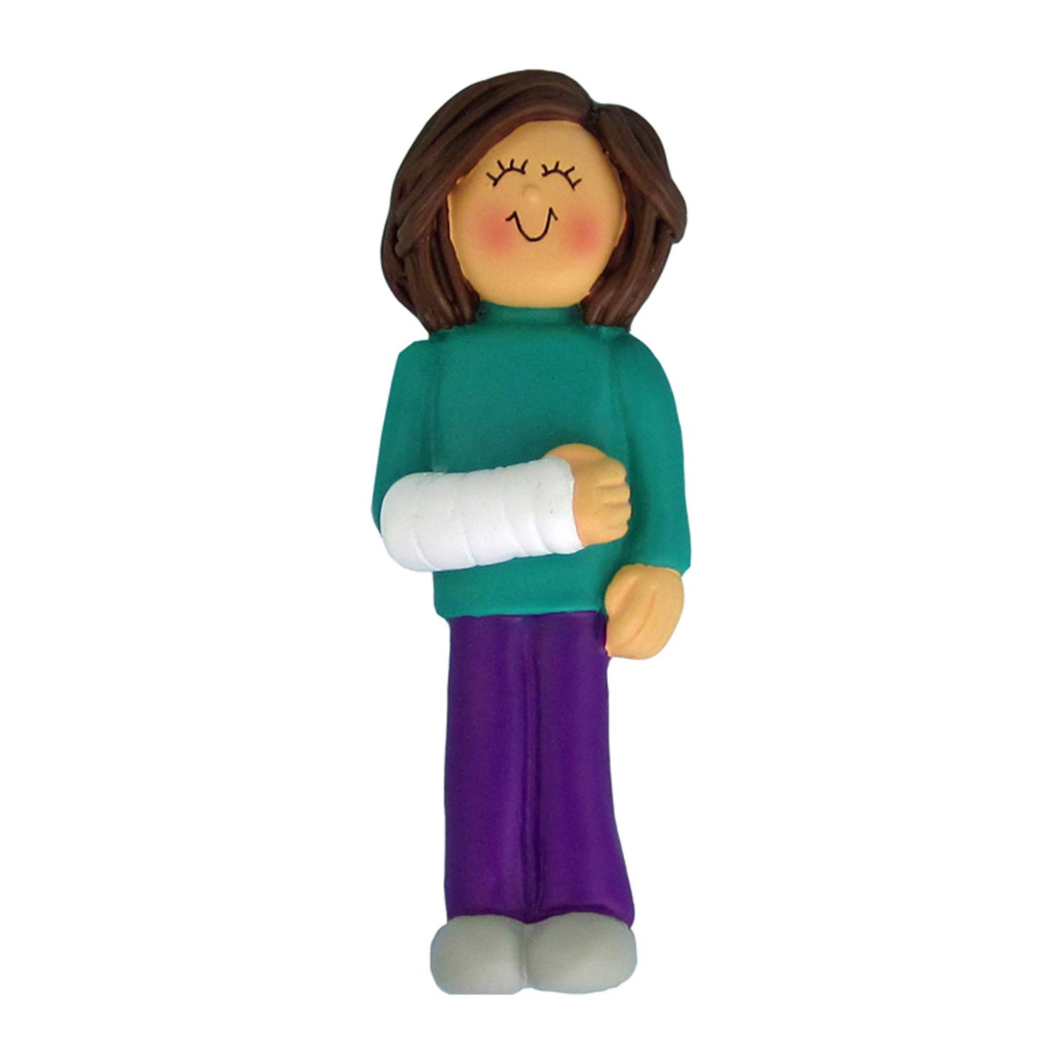 2024 Personalized Broken Arm Christmas Ornament - Brunette Girl Arm Cast Keepsake | Get Well Soon Gift for Kids, Medical Injury Recovery Present | Perfect for Holiday Decor, Hospital Cheer Up & Cast Signing Parties