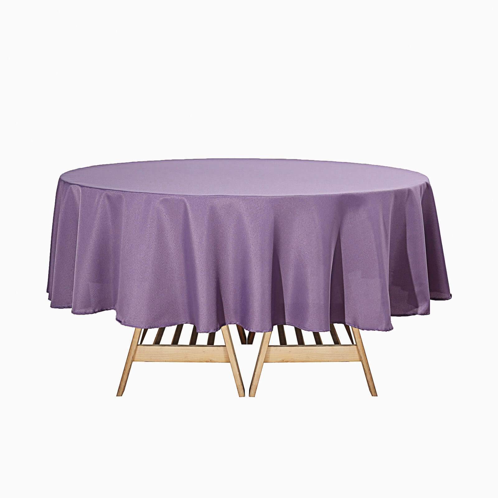 90 Inch Round Amethyst Polyester Tablecloth - Elegant Party & Wedding Table Cover for Banquet, Holiday Dinner, and Special Events
