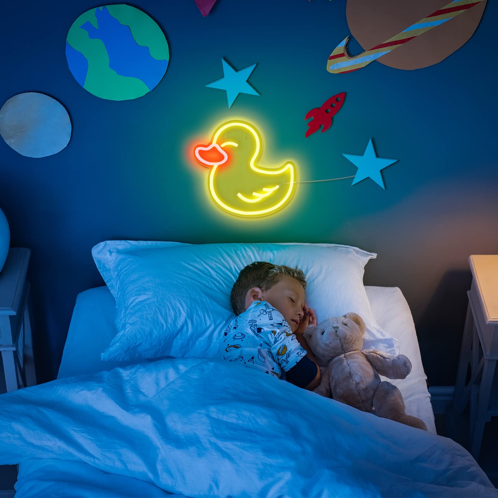 Bonuci Duck Neon Sign - USB LED Night Light for Bathroom, Bedroom & Party Decor - Perfect Gift for Duck Lovers (Birthday, Christmas) - Wall Art & Hanging Decor - Great for Kids' Rooms, Themed Parties & Cozy Ambiance
