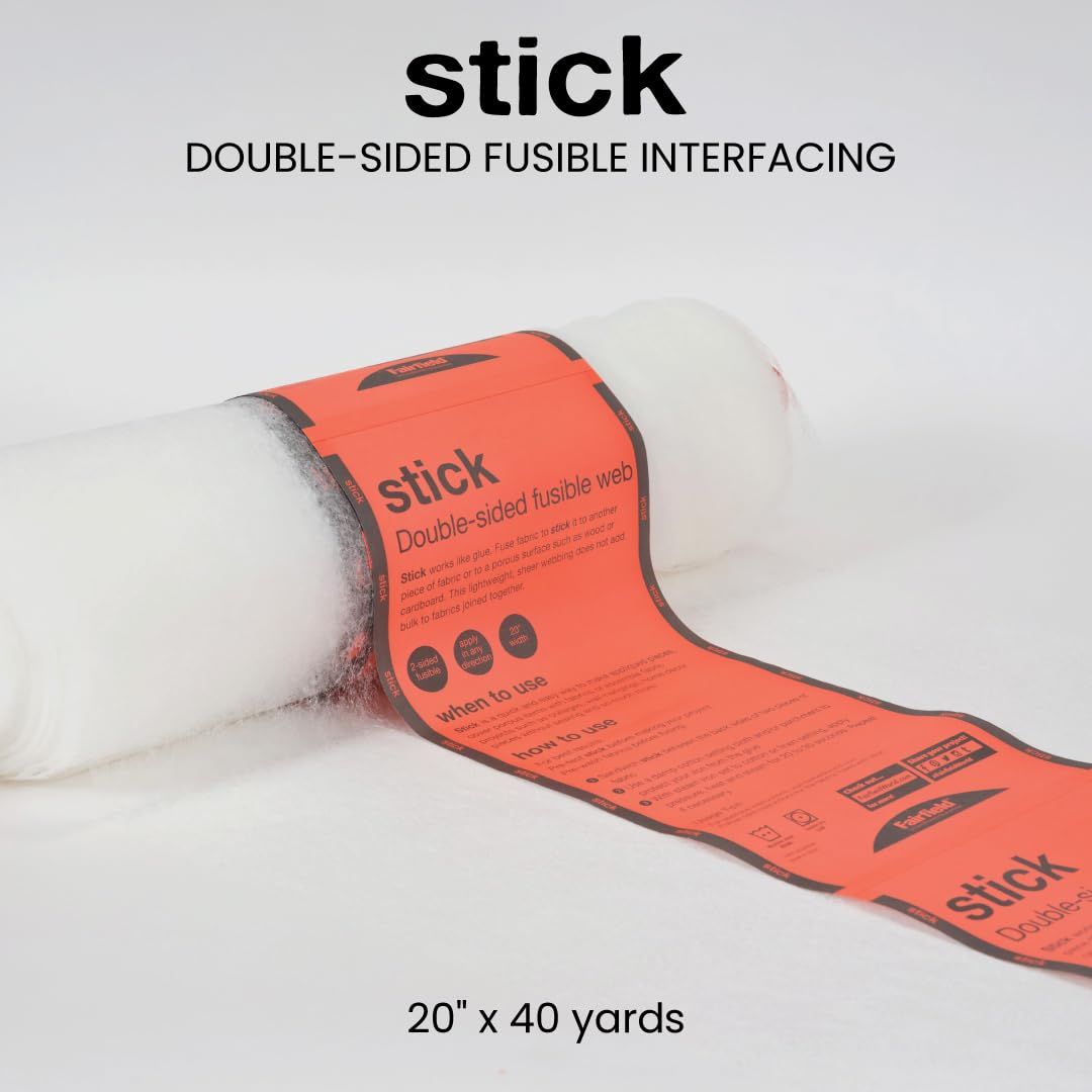 Fairfield Stick Double Sided Adhesive Tape - White 20-Inch x 40 Yards Roll - Heavy Duty Mounting Tape for Home, Office & DIY Projects - Perfect for Hanging Posters, Photos & Wall Decor