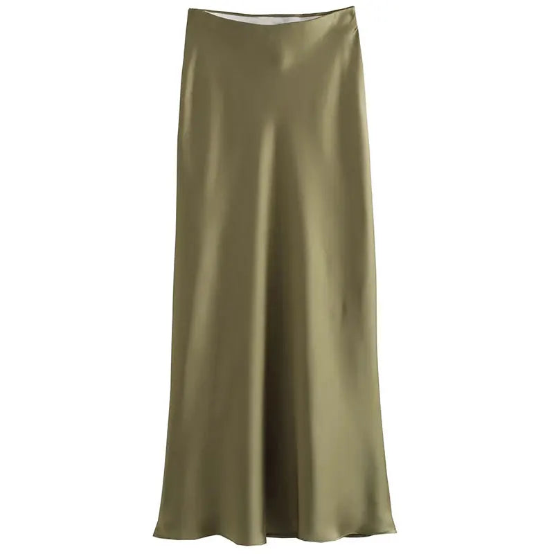 HH TRAF Women's High Waisted Midi Skirt - Elegant Satin Bodycon Mermaid Skirt for Women, Sexy Tight Long Skirt for Party, Date Night, Office Wear & Casual Outfits
