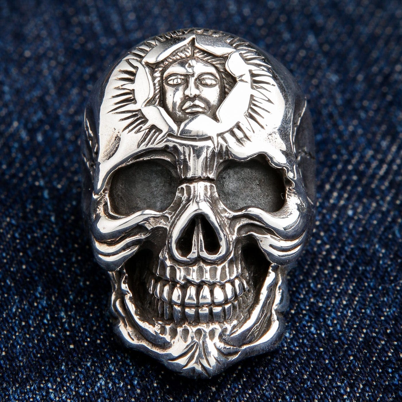 925 Sterling Silver Skull Ring for Men - Heavy Sun God Gothic Jewelry - Perfect for Punk Fashion, Rock Concerts & Biker Style