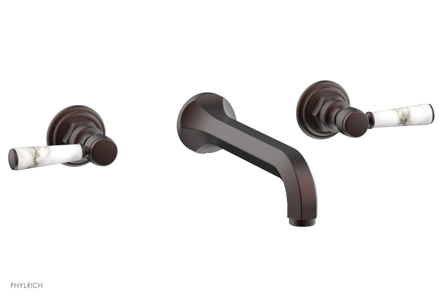 HEX TRADITIONAL Wall Mount Tub Faucet Set with White Marble Lever Handles - 500 58 - Perfect for Bathroom Renovation & Luxury Spa Experience