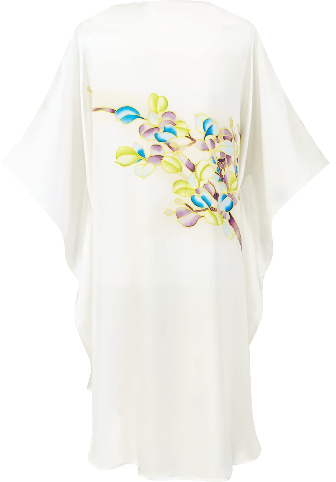 Luxury 100% Silk Pajamas for Women - Floral Print Silk Kimono Robe with Doll Sleeves - Elegant Loungewear & Bridal Shower Gift for Spa Nights and Relaxation at Home