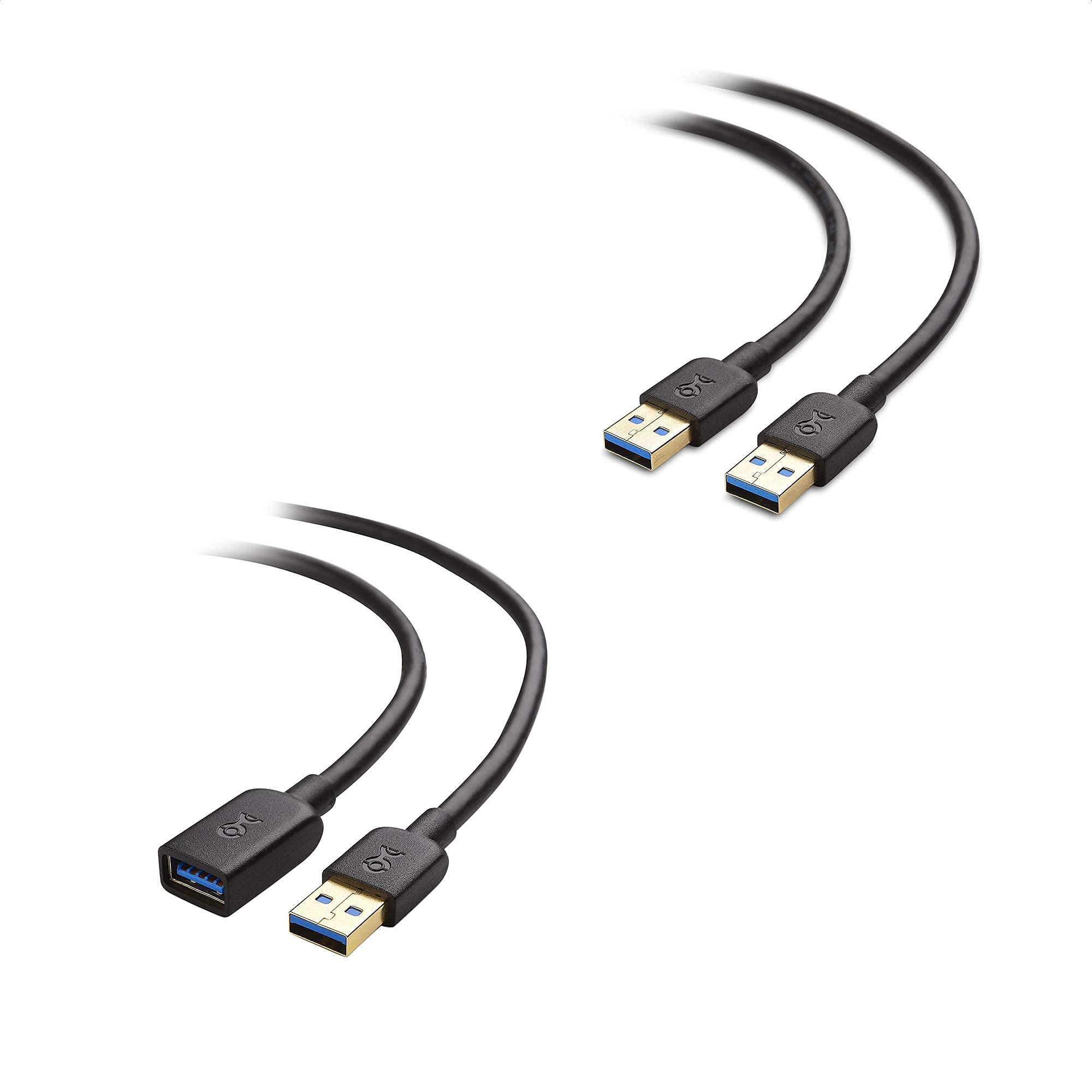 15ft USB 3.0 Cable Male to Male & 10ft USB Extension Cable - High Speed Data Sync & Charging for PC, Laptop, Printer, Hard Drive, TV & More - Cable Matters (Black)