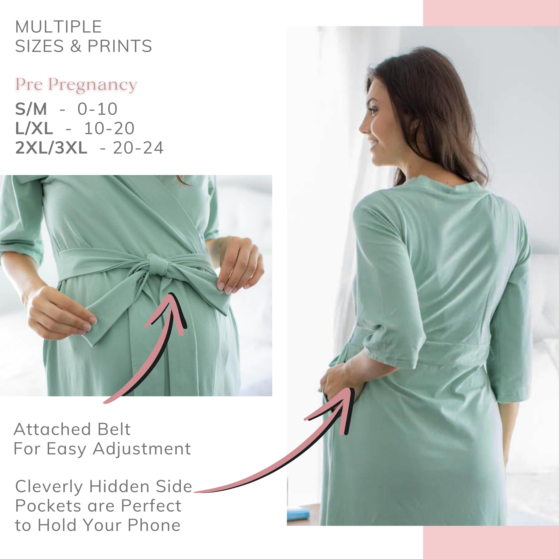 Mommy & Me Maternity Robe Set - Labor & Delivery Gown with Matching Swaddle for Newborns - Perfect Hospital Outfit