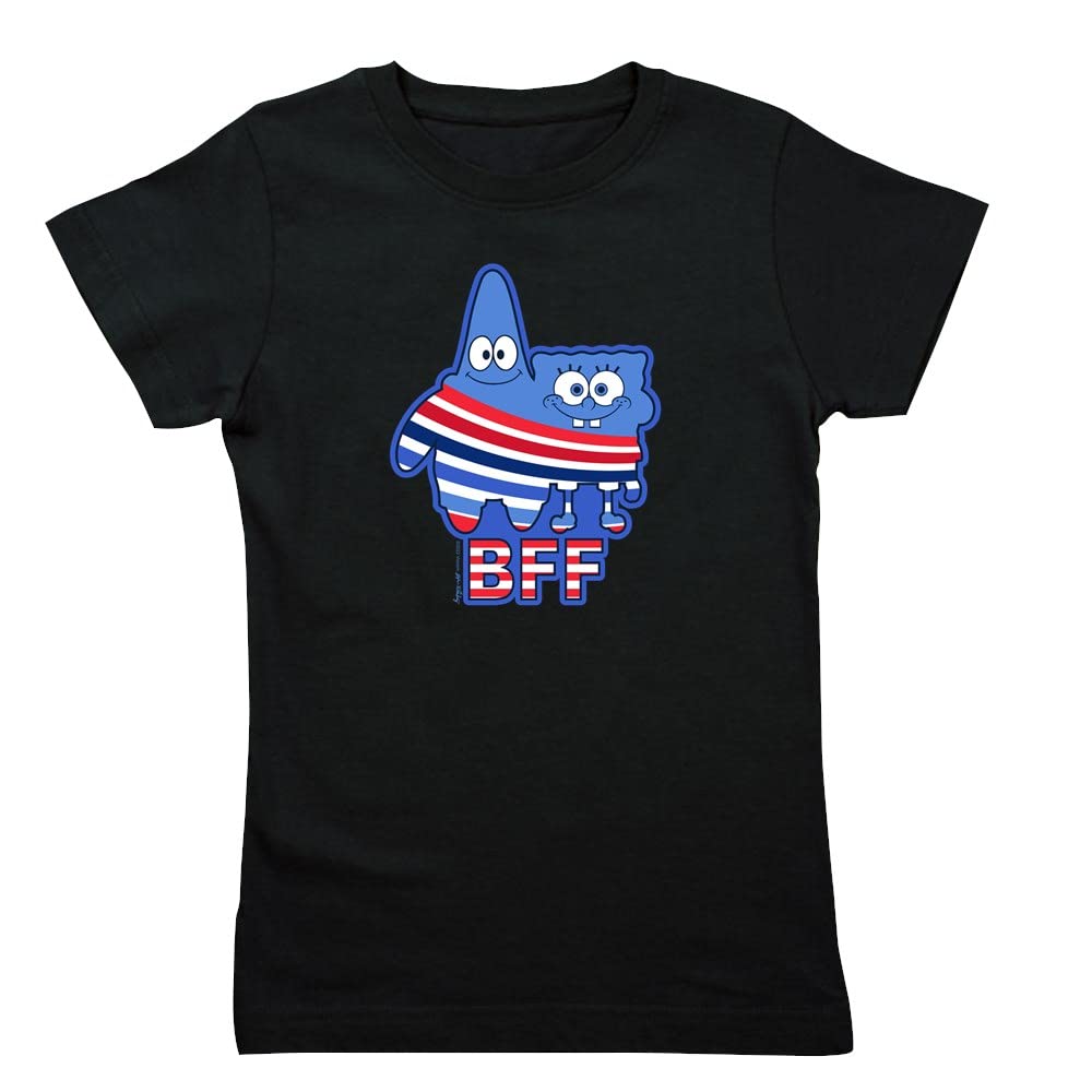 SpongeBob SquarePants BFF Girls Classic Slim Fit T-Shirt - Cute Cartoon Graphic Tee for Best Friends, Matching Outfits & Casual Wear