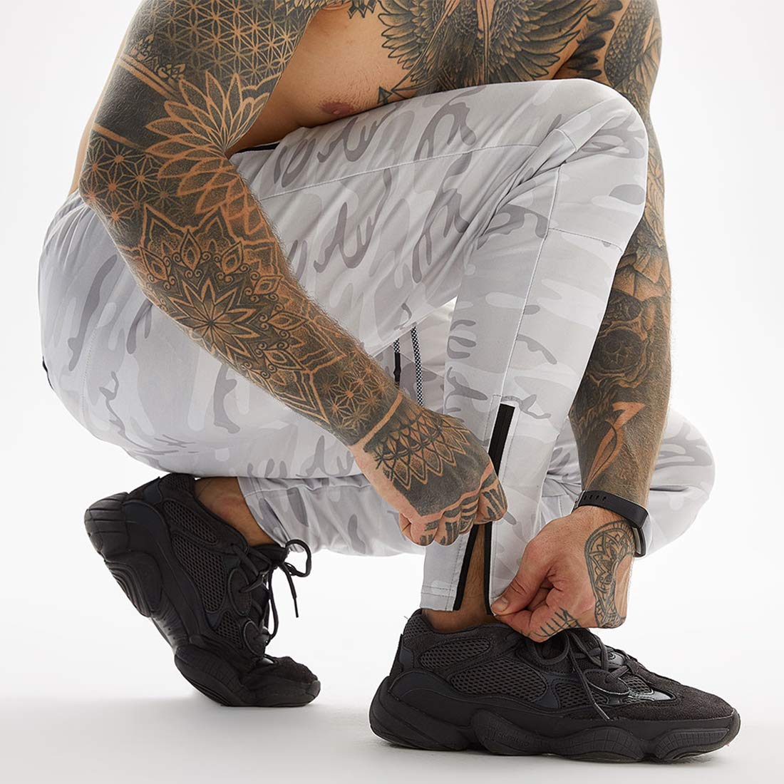 Ouruikia Men's Jogger Pants - Tapered Sweatpants with Zipper Pockets & Towel Loop for Running, Workout & Casual Wear - Athletic Pants for Gym, Travel & Everyday Comfort