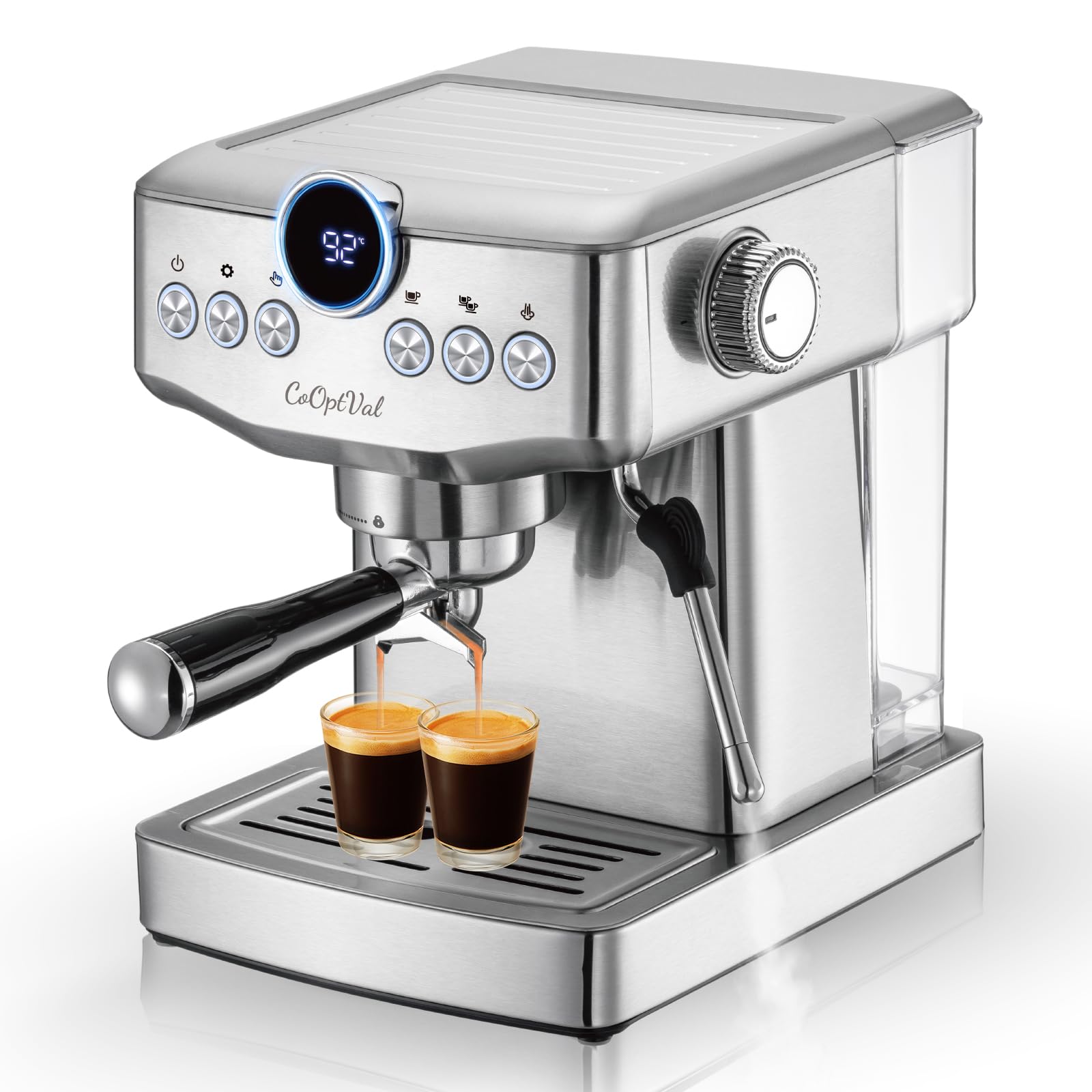 20-Bar Professional Espresso Machine with Milk Frother & Steam Wand - Fully Customizable Brewing (Temperature, Time, Volume) - Stainless Steel Latte & Cappuccino Maker for Home & Cafe Use - Perfect for Coffee Enthusiasts & Baristas