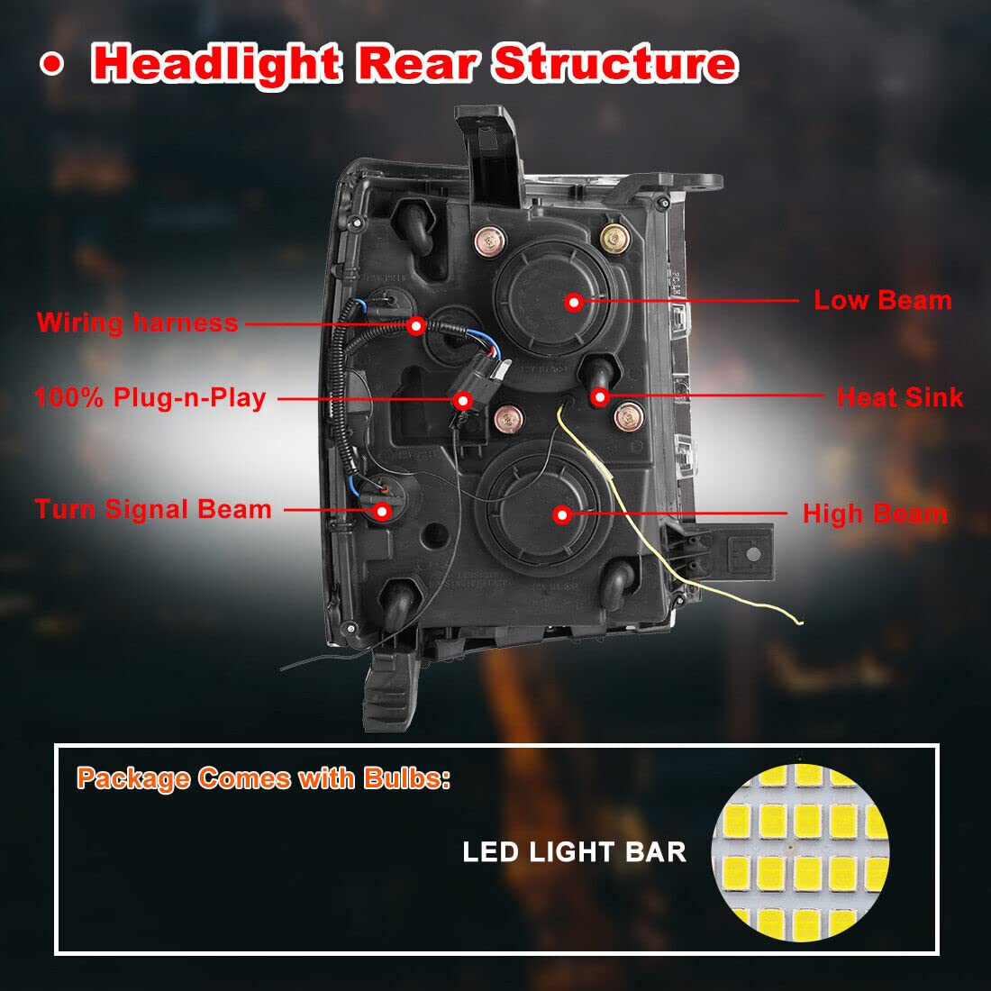 ROXX LED Sequential Turn Signal Headlight Assembly for 2014-2015 Chevy Silverado 1500 Pickup Truck - Chrome Clear Projector Headlights Pair Set (Driver & Passenger Side) - Upgrade for Enhanced Visibility & Style on Night Driving & Off-Road Adventures