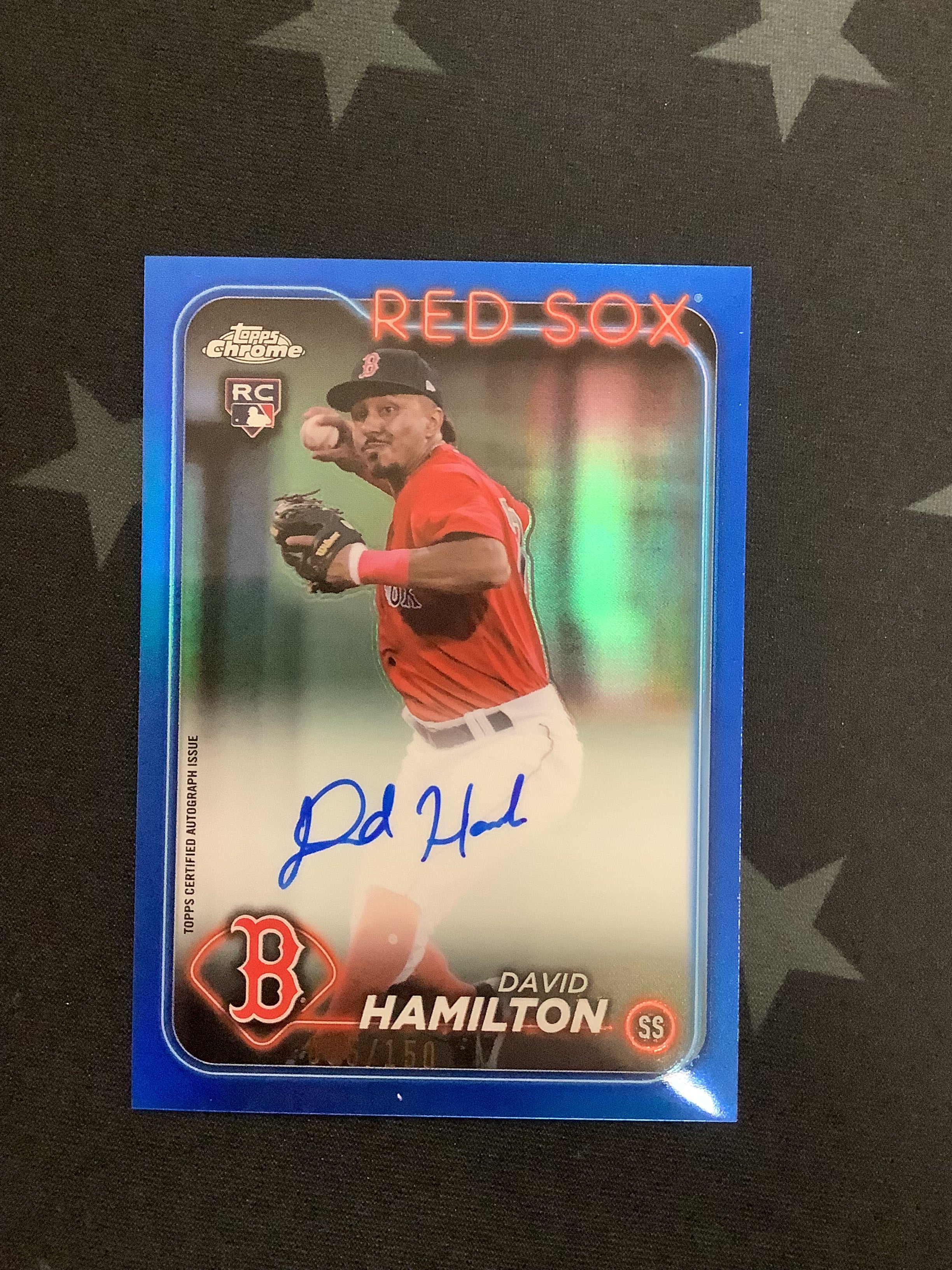 2024 Topps Chrome David Hamilton Blue Refractor Autograph Rookie Card #RA DHA 085/150 - MLB Baseball Collectible for Display & Investment