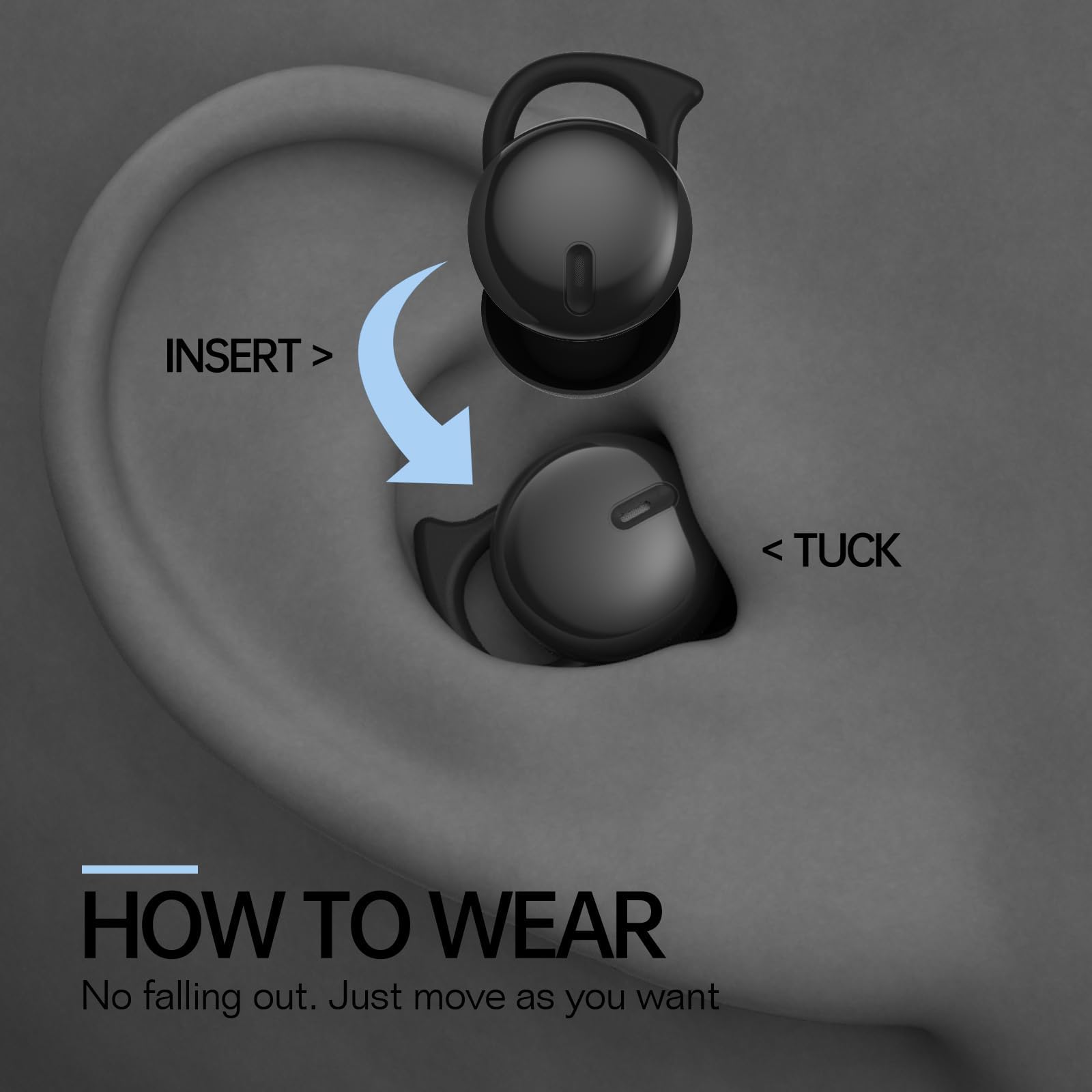 Wireless Sleep Headphones for Side Sleepers - Bluetooth 5.3 Invisible Earbuds with Noise Blocking for Sleeping, Driving & Cycling | Comfortable Night Use & Travel Accessories (Black)