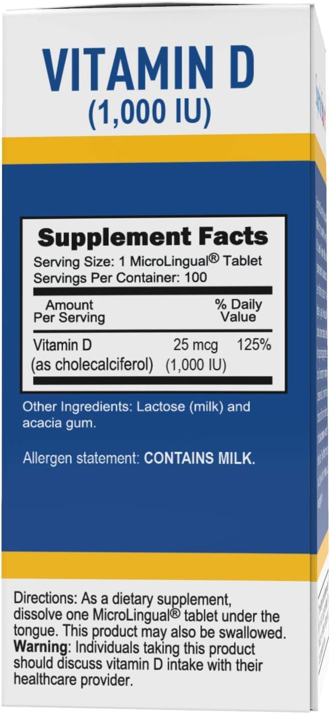 Superior Source Vitamin D3 1000 IU Sublingual Tablets - Immune Support, Brain & Nervous System Health - Enhances Calcium Absorption for Strong Bones & Teeth - Bariatric Friendly - 100 Fast Dissolving Tablets - Perfect for Daily Wellness, Post-Surgery Recovery & Immune Boosting