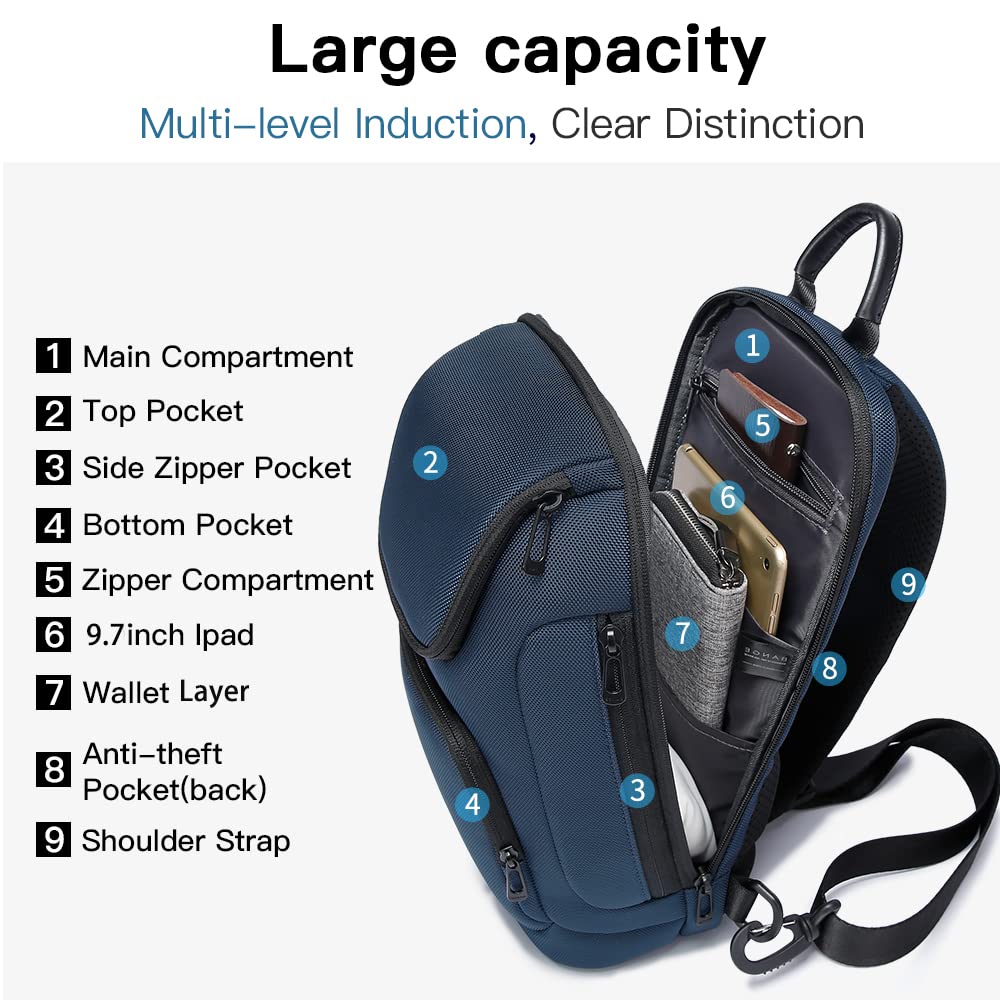 BANGE Sling Bag for Men & Women - Lightweight Crossbody Shoulder Backpack with Adjustable Strap, Water-Resistant Travel Bag for Hiking, Gym, Work & Daily Use