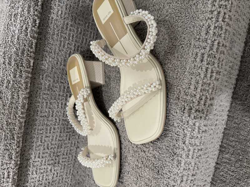 Vanilla Pearl Heels for Women - Elegant High Heel Sandals with River Pearls - Perfect for Weddings, Parties & Evening Events | re:vita