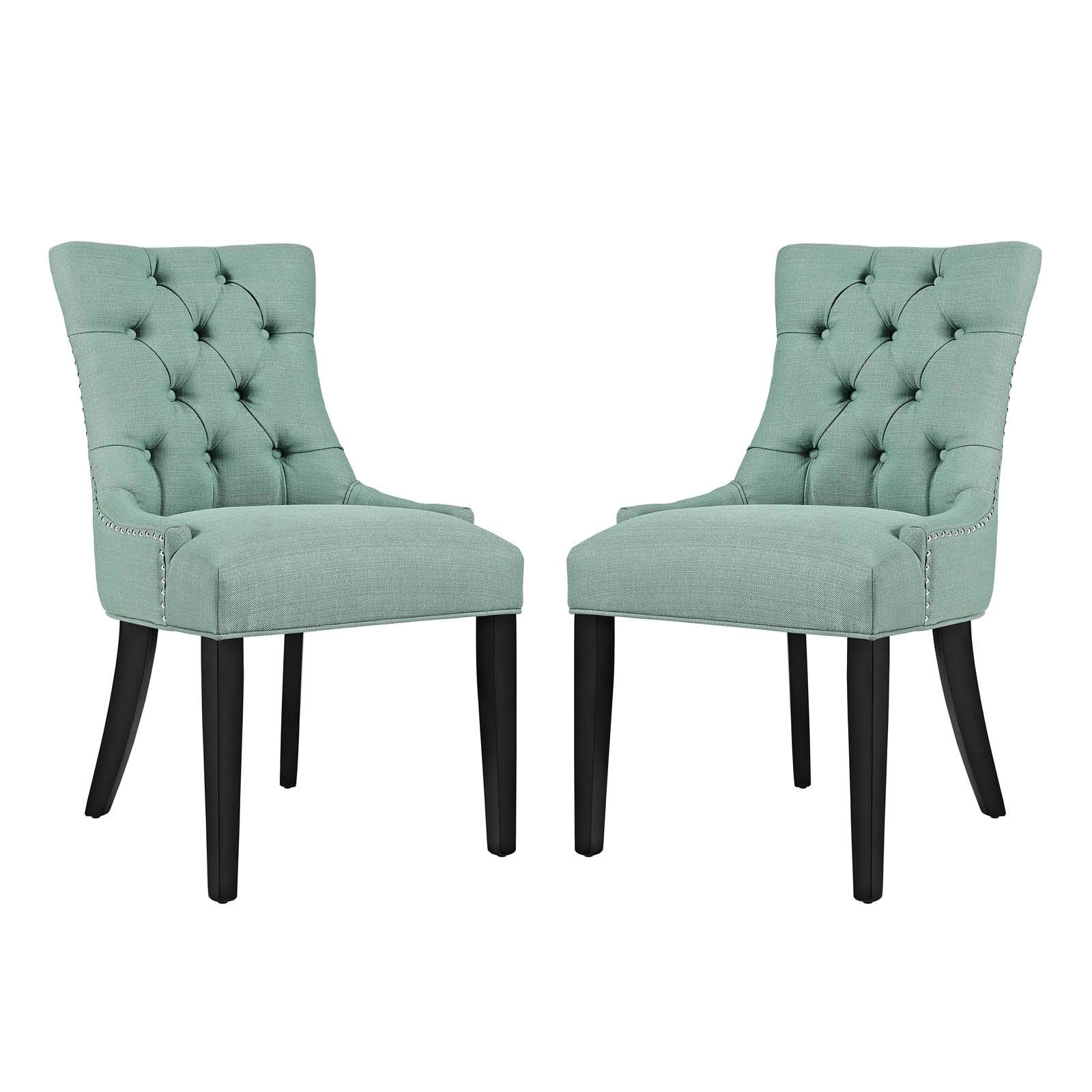 Modern Contemporary Urban Design Fabric Dining Chairs, Set of 2 Blue Kitchen Side Chairs for Dining Room & Breakfast Nook
