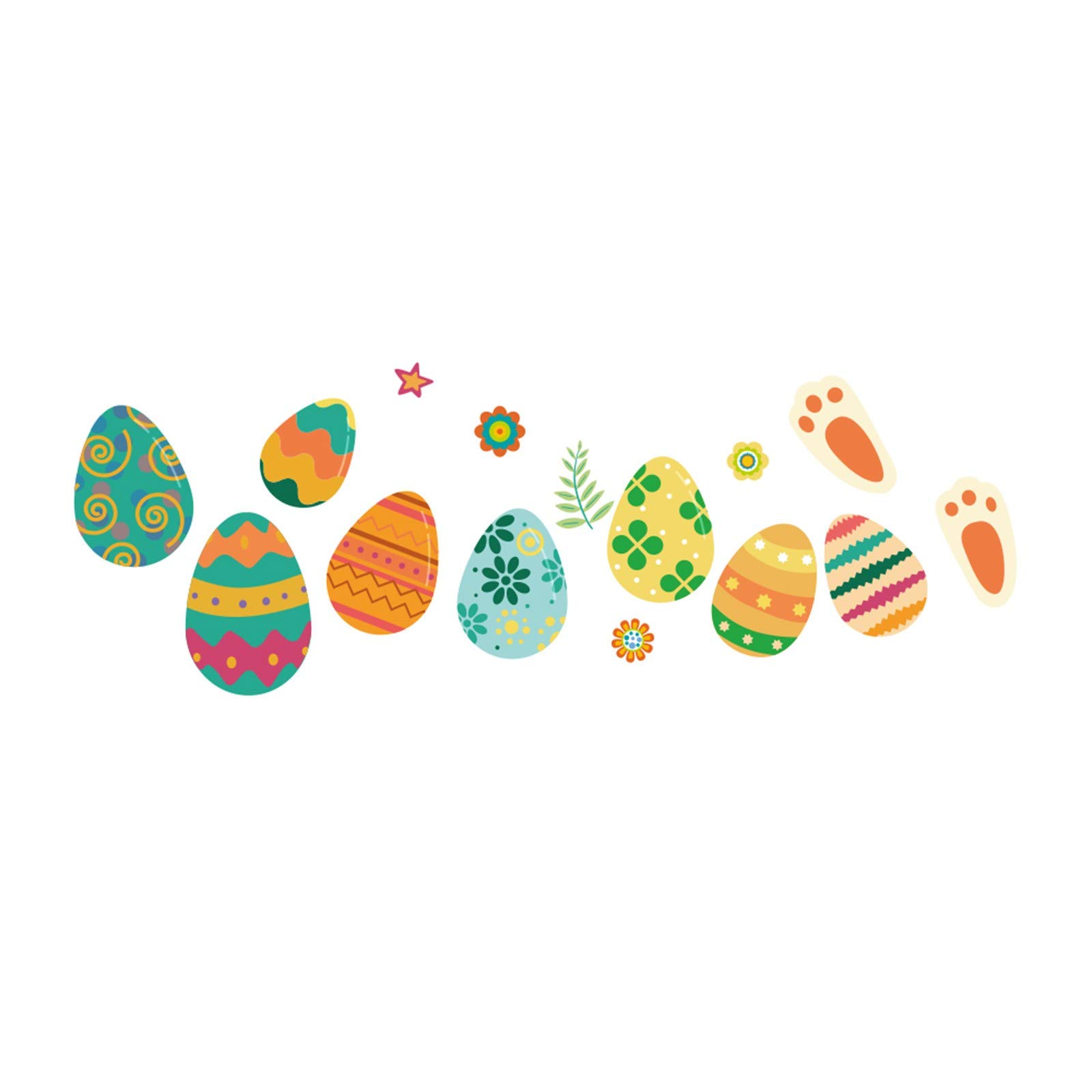 Comigeewa Easter Wall Decals - Removable Window & Fridge Clings for Easter Party Decorations - Bunny & Egg Themed Stickers for Home, Office, Classroom Celebration