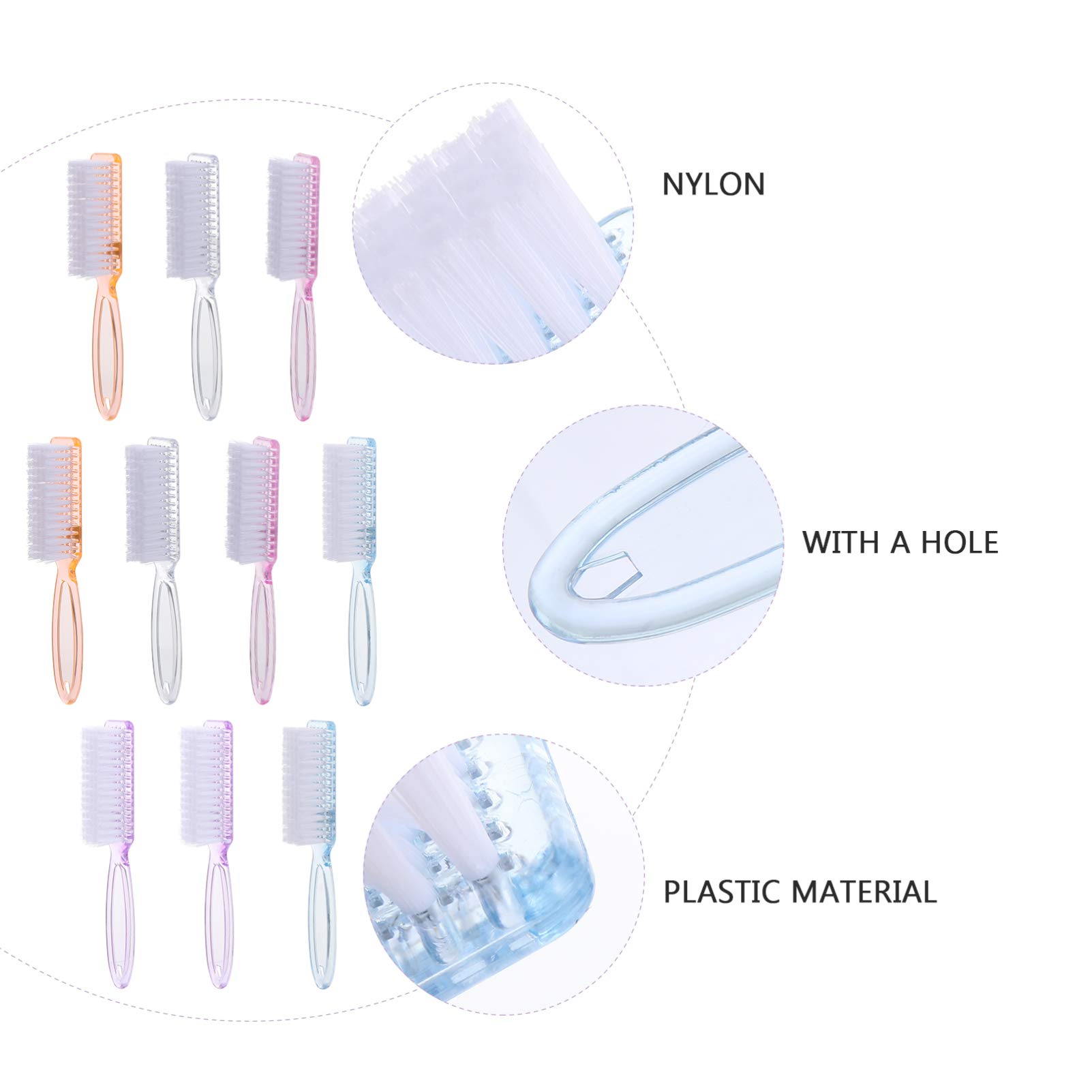 HEALLILY 10-Pack Nail Cleaning Brushes with Handle - Professional Fingernail & Pedicure Scrub Brushes for Home Salon, Manicure, Pedicure & Toe Care