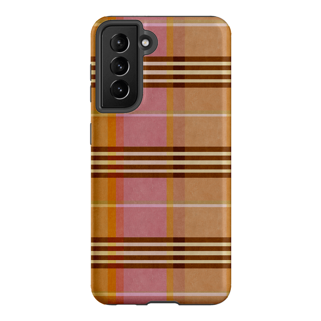 Peachy Plaid Phone Case for iPhone 15/14/13/12/11 Pro Max - Cute Tartan Pattern Protective Cover with Shockproof Design - Perfect for Everyday Use, Travel & Fashion Accessories