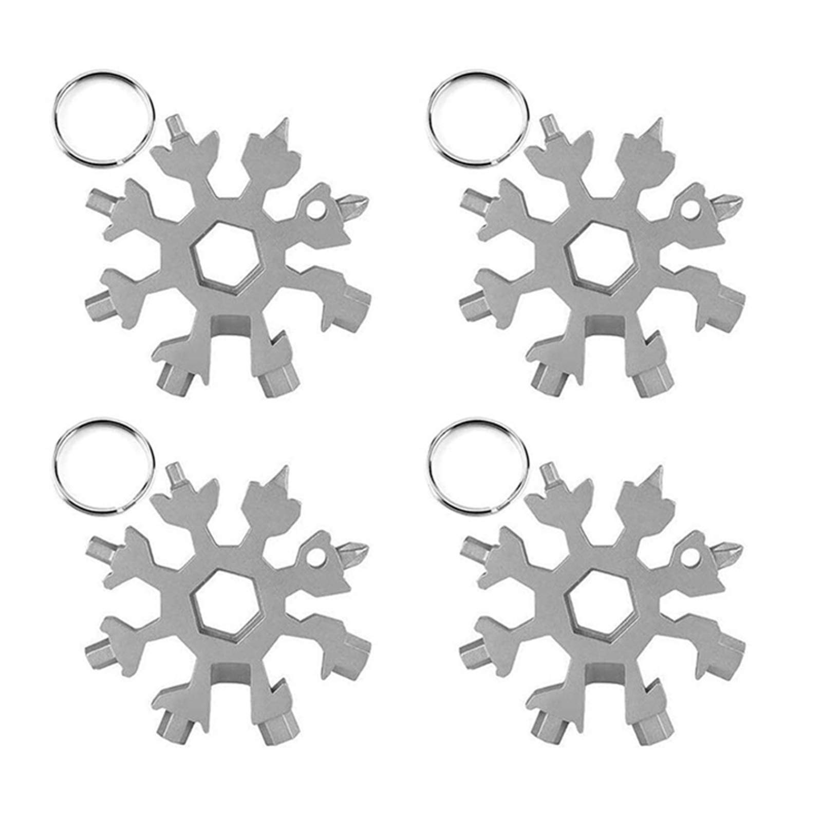 18-in-1 Stainless Steel Snowflake Multi-Tool - Compact Portable Wrench Set with Screwdriver, Corkscrew & HEX Wrench | Perfect for Camping, Hiking, Emergency Kits & DIY Home Repairs