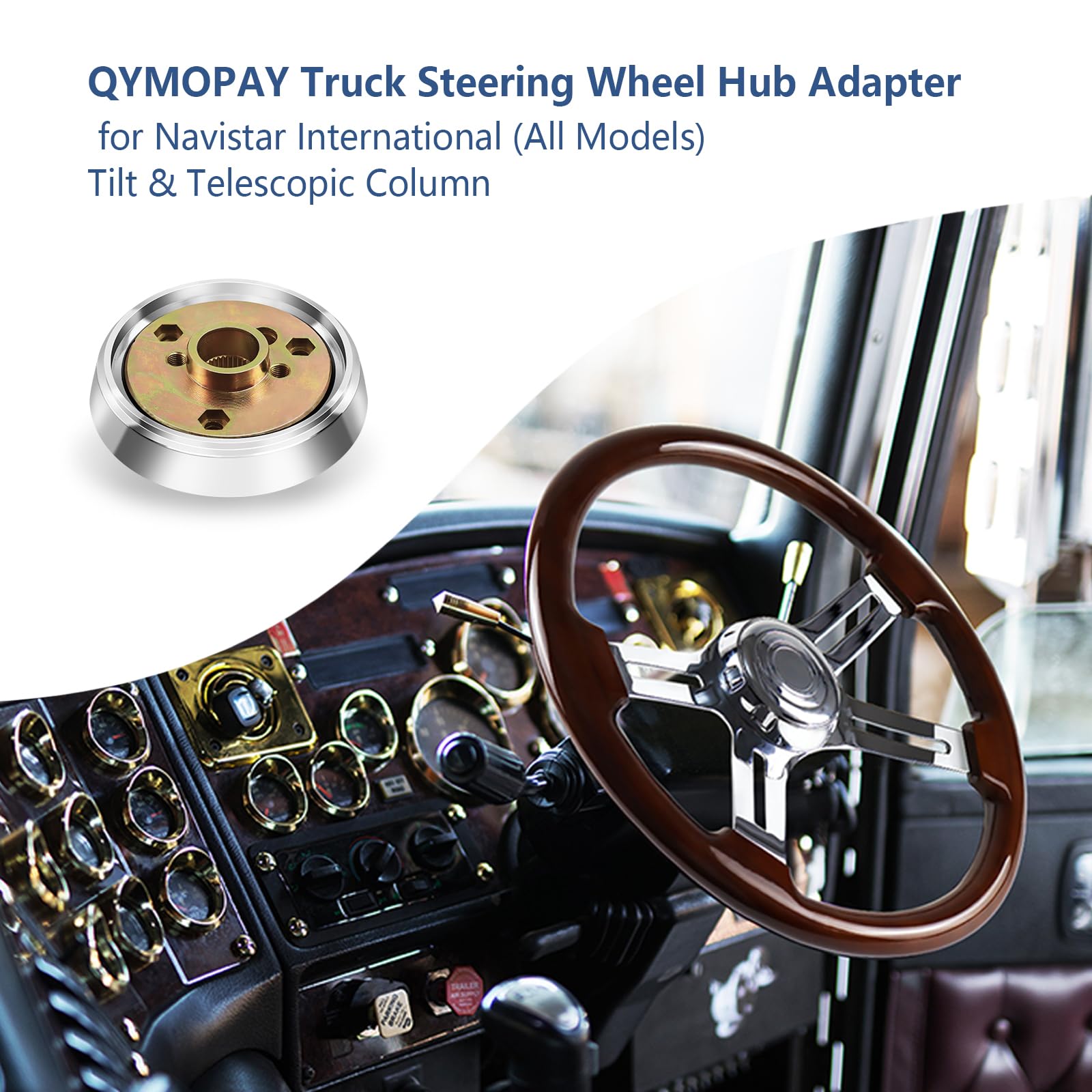 3-Hole Truck Steering Wheel Adapter B5 for Navistar International - Universal Fit for All Models - Heavy Duty Steering Wheel Upgrade for Semi Trucks & Commercial Vehicles - Perfect for Fleet Maintenance & DIY Installation
