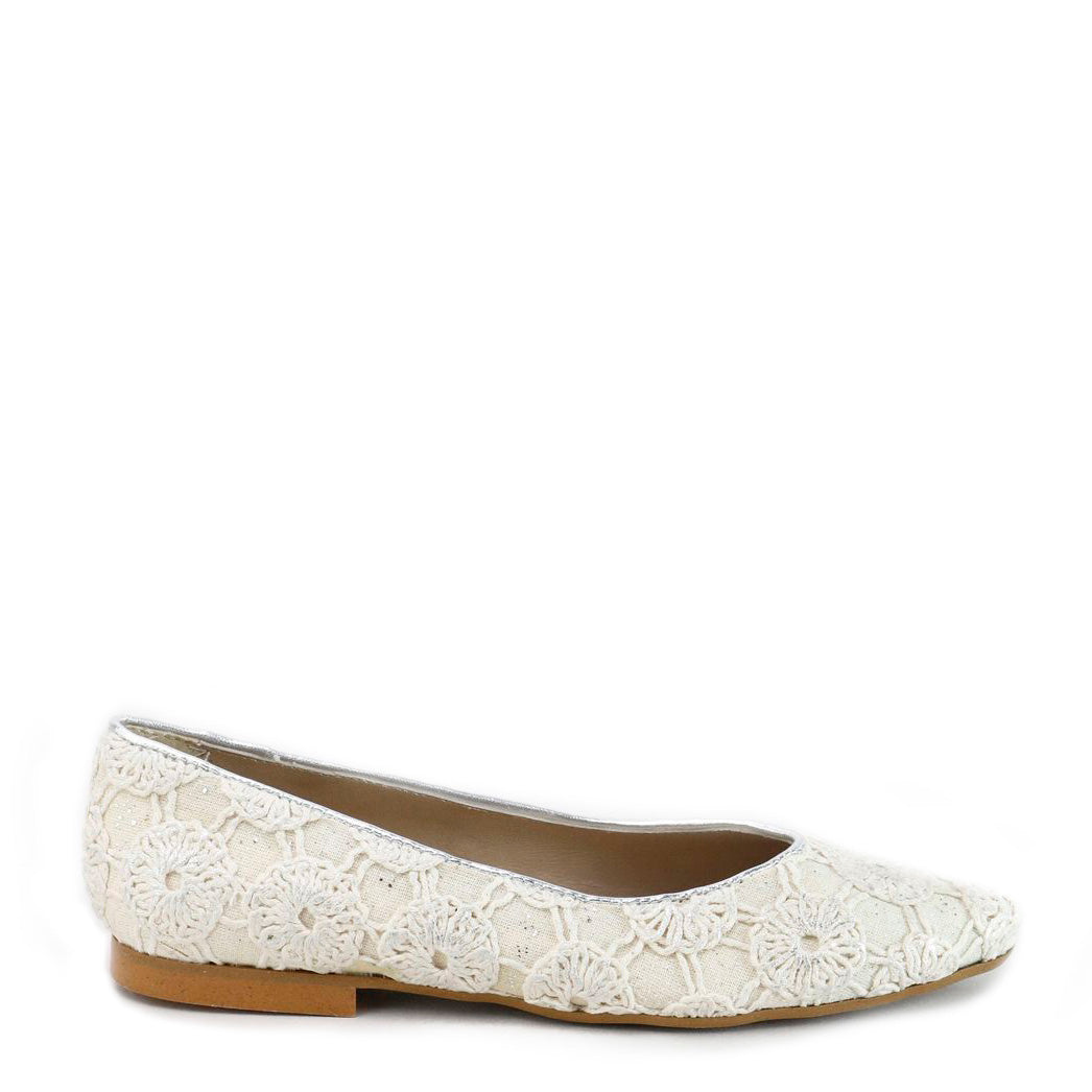 Premium Silver Sewn V Flat Shoes - Elegant & Comfortable Women's Flats for Work, Office, and Casual Wear