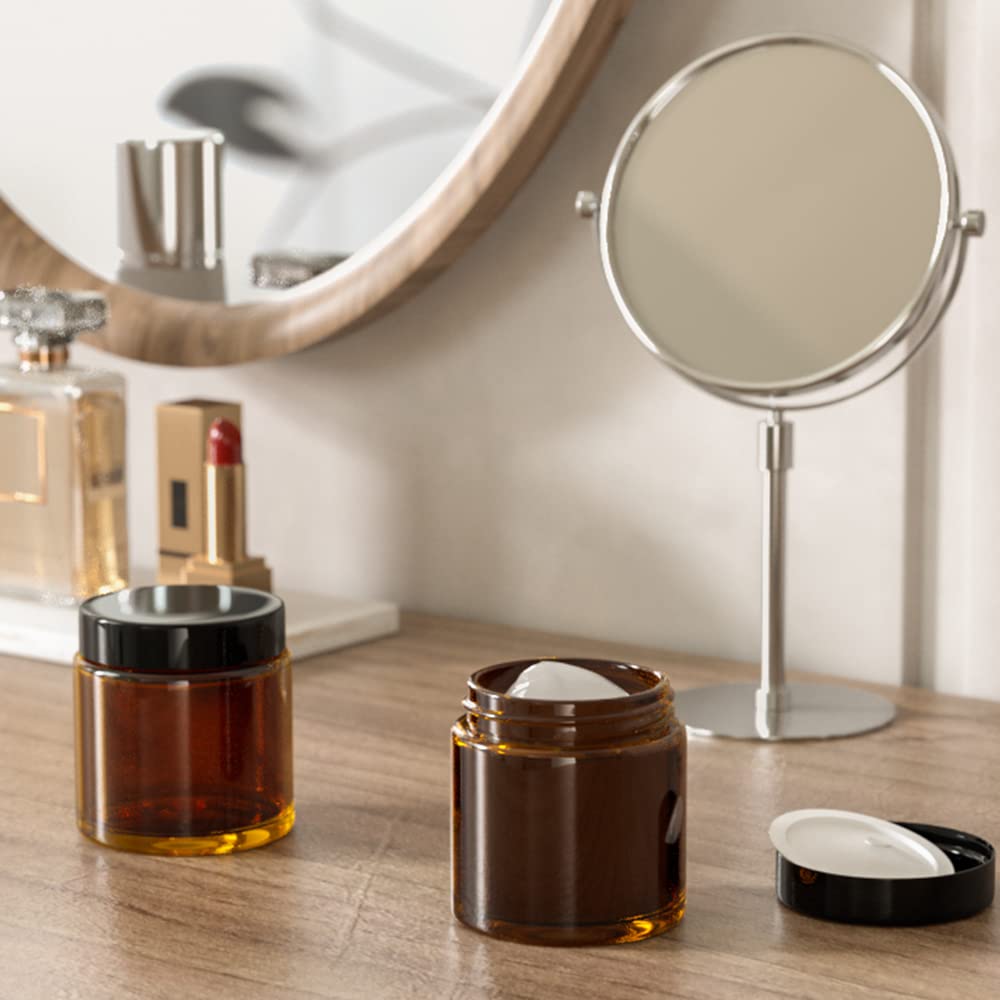 Amber Glass Jars with Lids - Tecohouse 4oz, 2oz & 1oz Reusable Travel Containers for Creams, Lotions & Cosmetics (3-Pack) - Perfect for DIY Skincare, Essential Oils & Travel Toiletries
