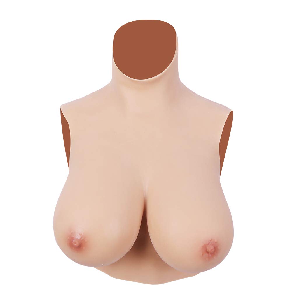 Premium H Cup Silicone Breast Forms for Crossdressers & Drag Queens - Oil-Free Silk Cotton Filler Breastplate (Ivory) | Realistic Prosthetics for Cosplay, Gender Affirmation & Performance Enhancement