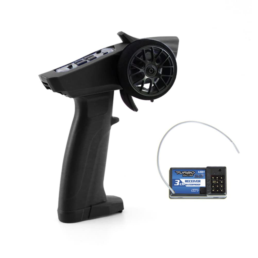 Turbo Racing 91803G-VT 2.4GHz 3CH Remote Controller with 4CH Receiver for RC Cars & Boats - High Performance Radio Transmitter for Hobbyists and Racing Enthusiasts | Perfect for Off-Road RC Vehicles and Watercraft Control