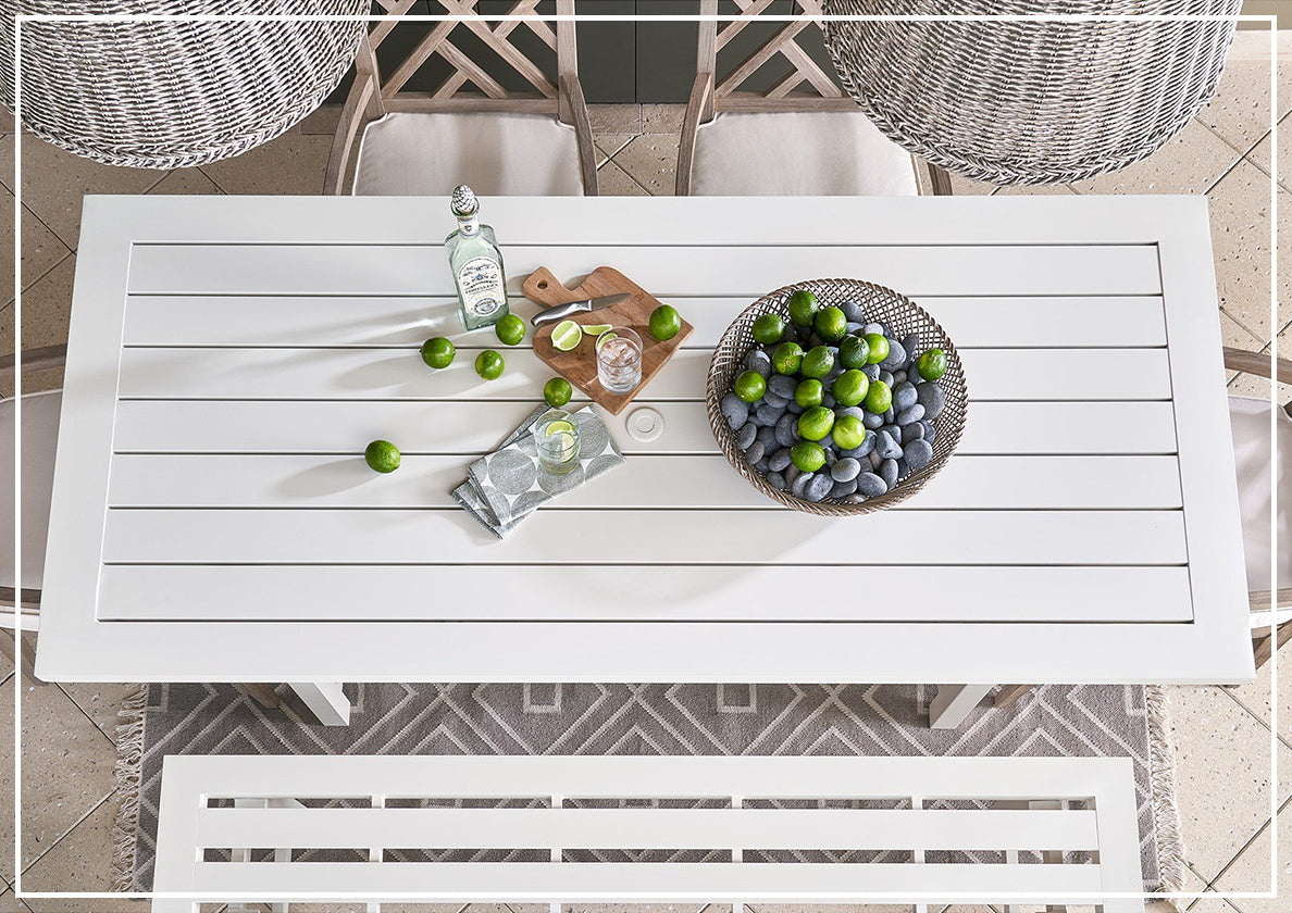 Tybee Outdoor Rectangle Dining Table - Weather-Resistant Universal Furniture for Coastal Living - Perfect for Patio, Garden, and Poolside Dining