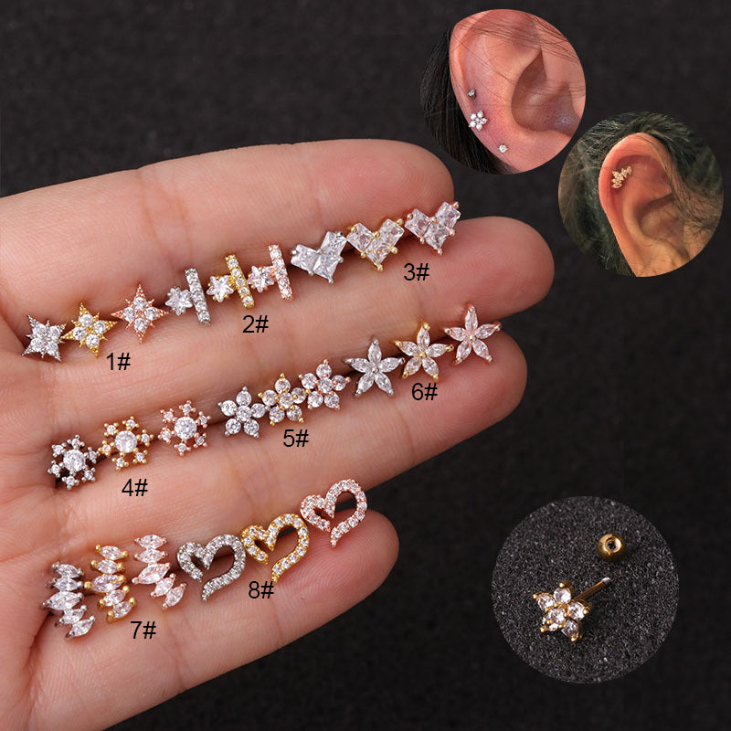 20G Cute Snow Heart Tiny Conch Earrings - Cartilage Piercing Jewelry for Women | Perfect for Everyday Wear, Parties & Gifts