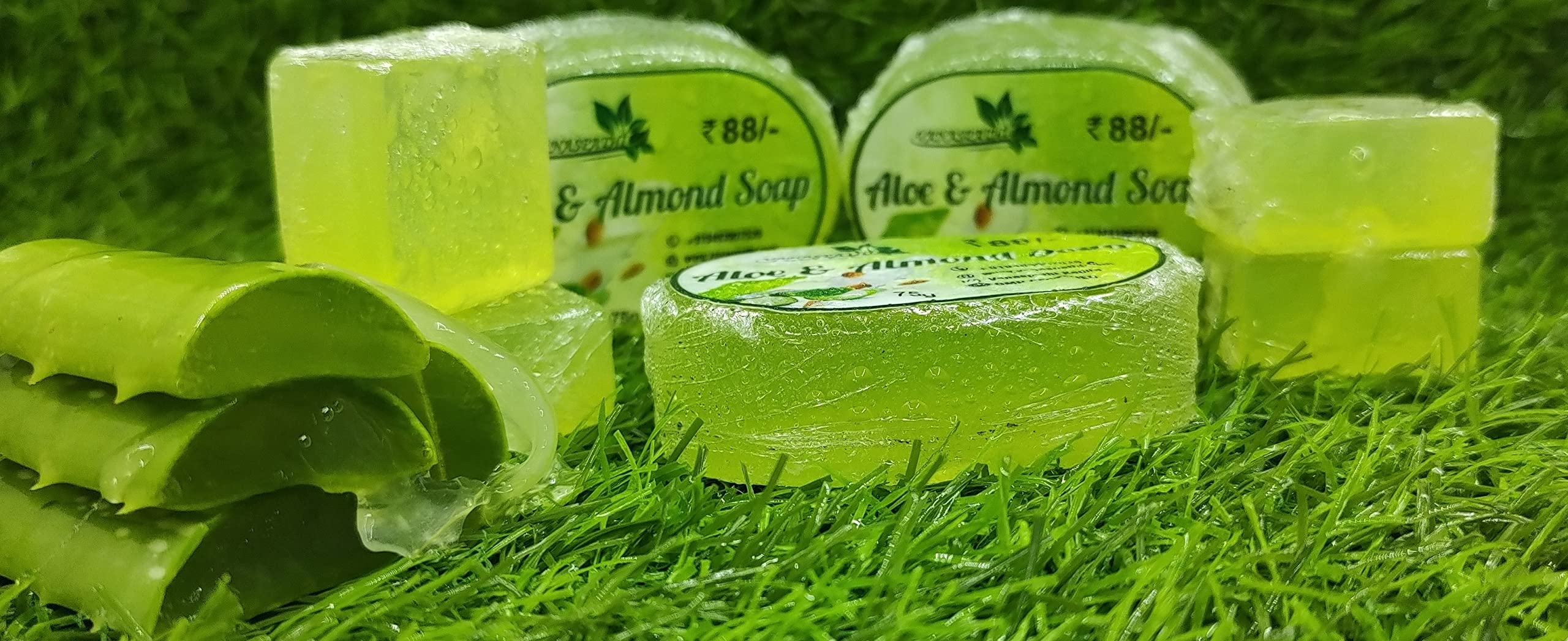 Natural Aloe Vera & Almond Soap Bar - Pack of 4 | Moisturizing & Gentle Skin Care for Face & Body | Perfect for Dry, Sensitive Skin & Daily Use